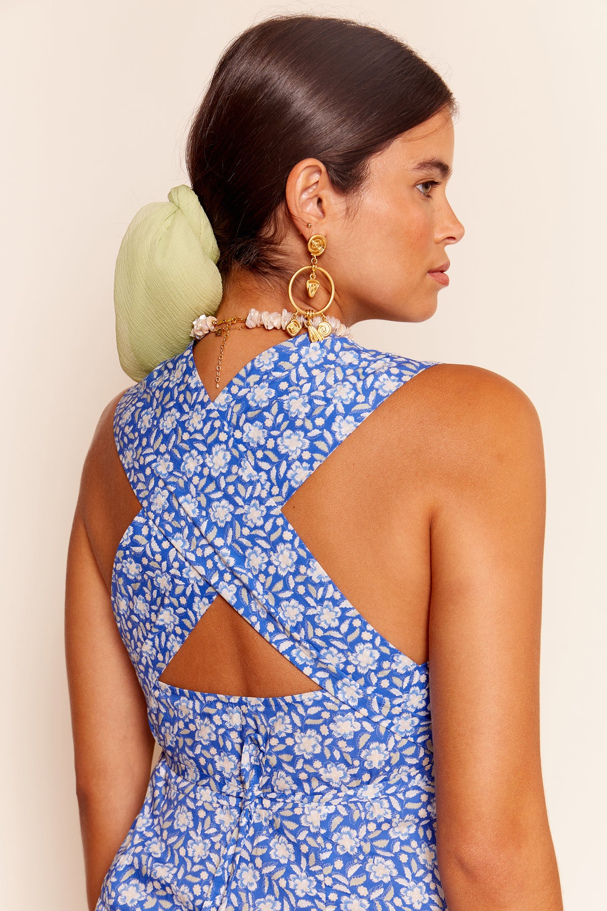 Lillianne Cotton Midi Dress in Carnation Blue | RIXO USA Lillianne Cotton Midi Dress in Carnation Blue | RIXO USA