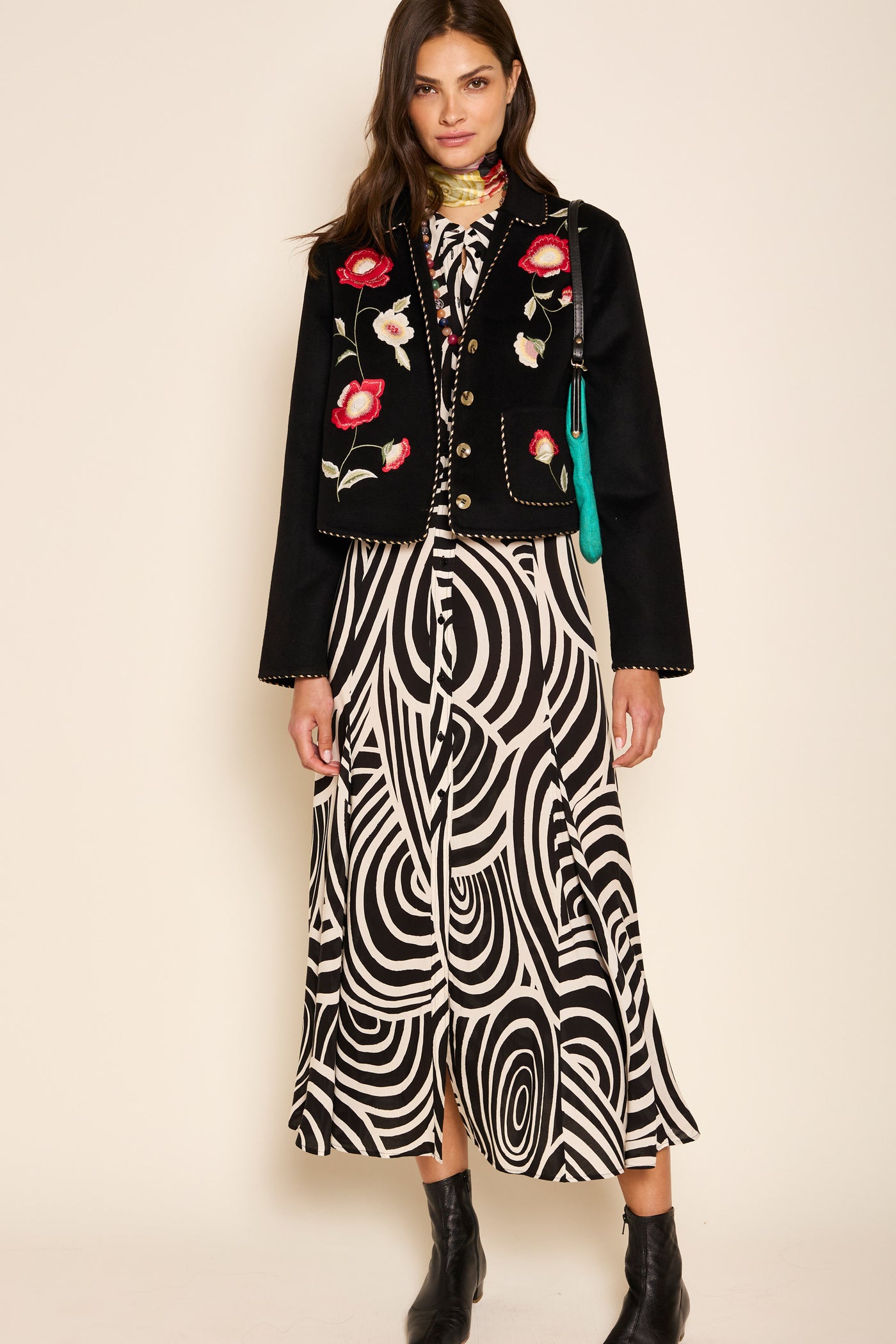 Sunday Embroidered Jacket in Poppy Embroidery Black | RIXO USA Sunday Embroidered Jacket in Poppy Embroidery Black | RIXO USA