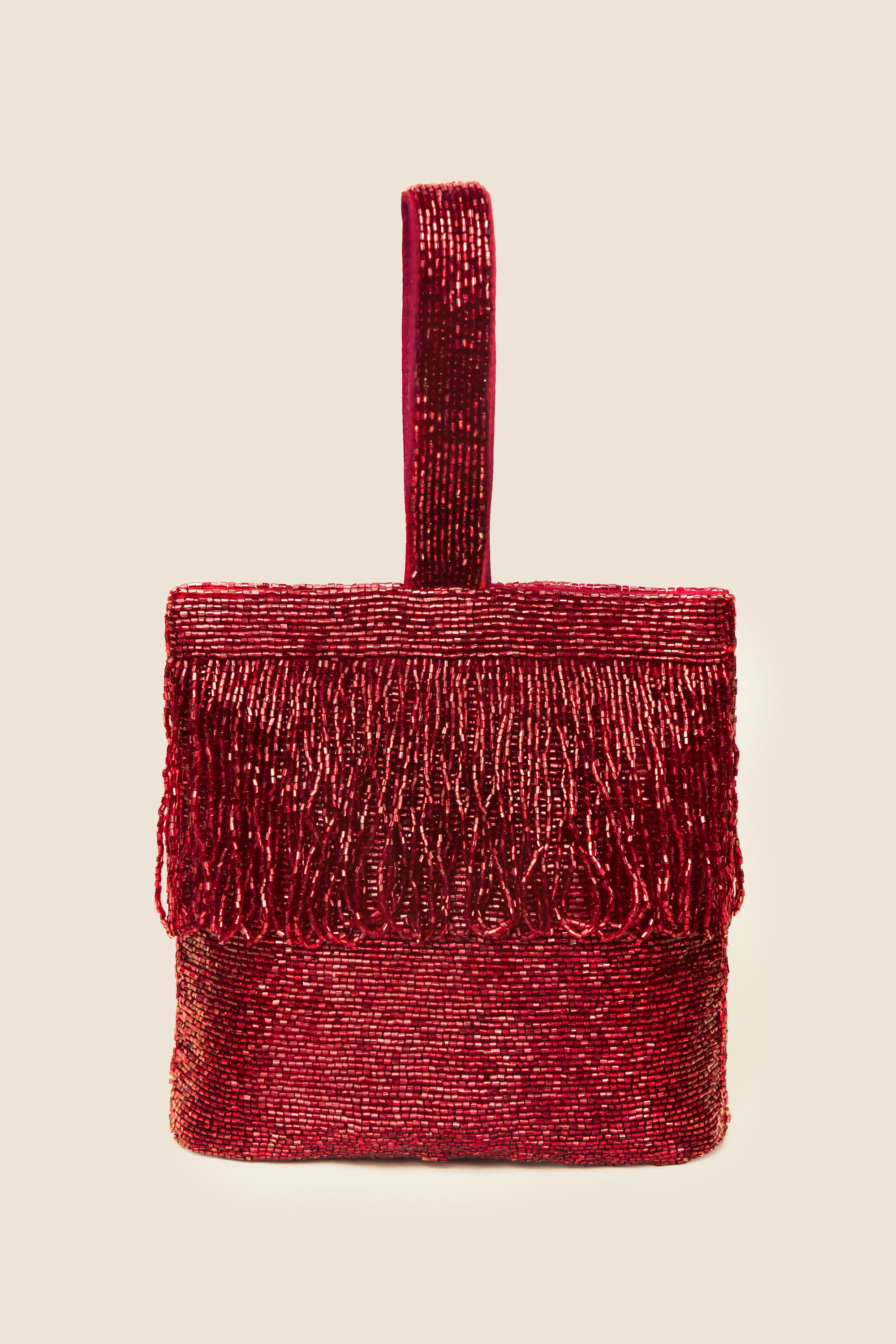 Zenni Beaded Bucket Bag in Red
