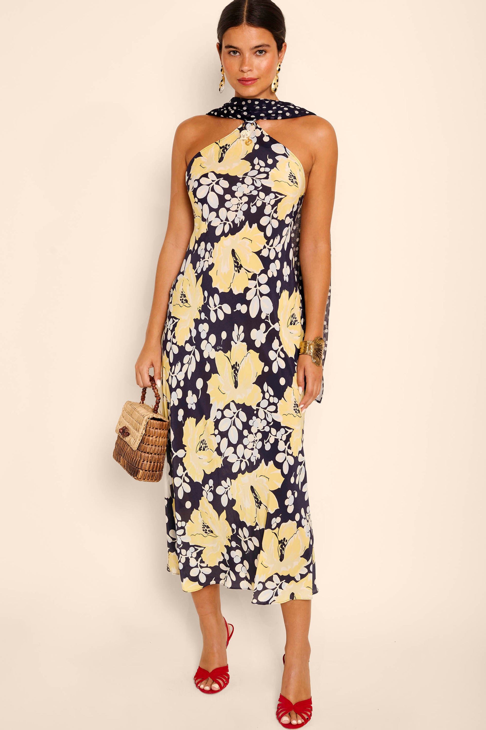 jluxlabel maxi dress Pink Satin Floral Print Maxi Dress