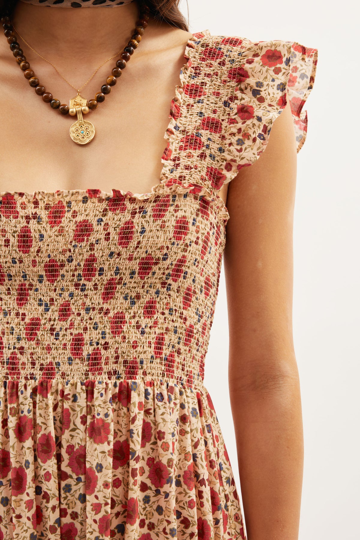 Kendall Cotton Midi Dress in Eva Floral Cream | RIXO Worldwide Kendall Cotton Midi Dress in Eva Floral Cream | RIXO Worldwide