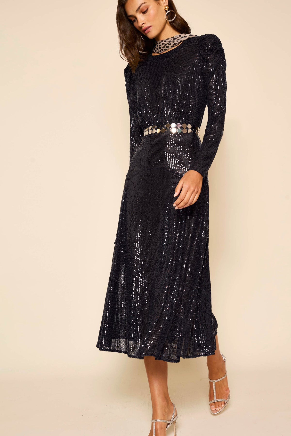 Cerise Midi Dress in Embellishment Navy | RIXO USA Cerise Midi Dress in Embellishment Navy | RIXO USA