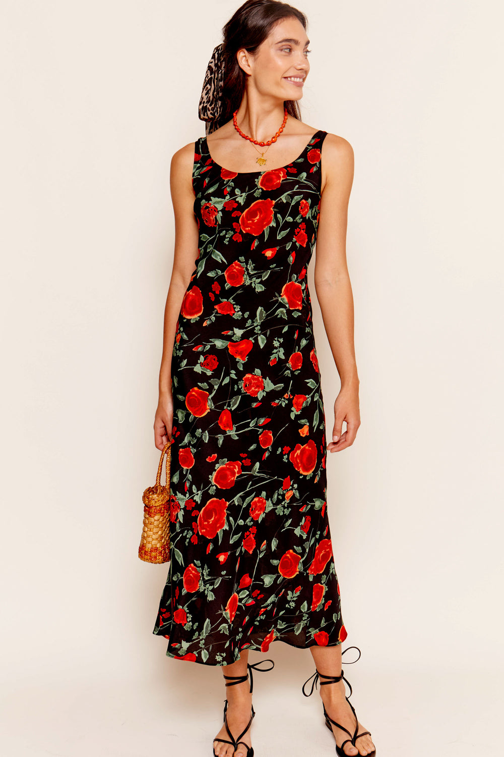 Rixo rose print Bondi silk midi dress