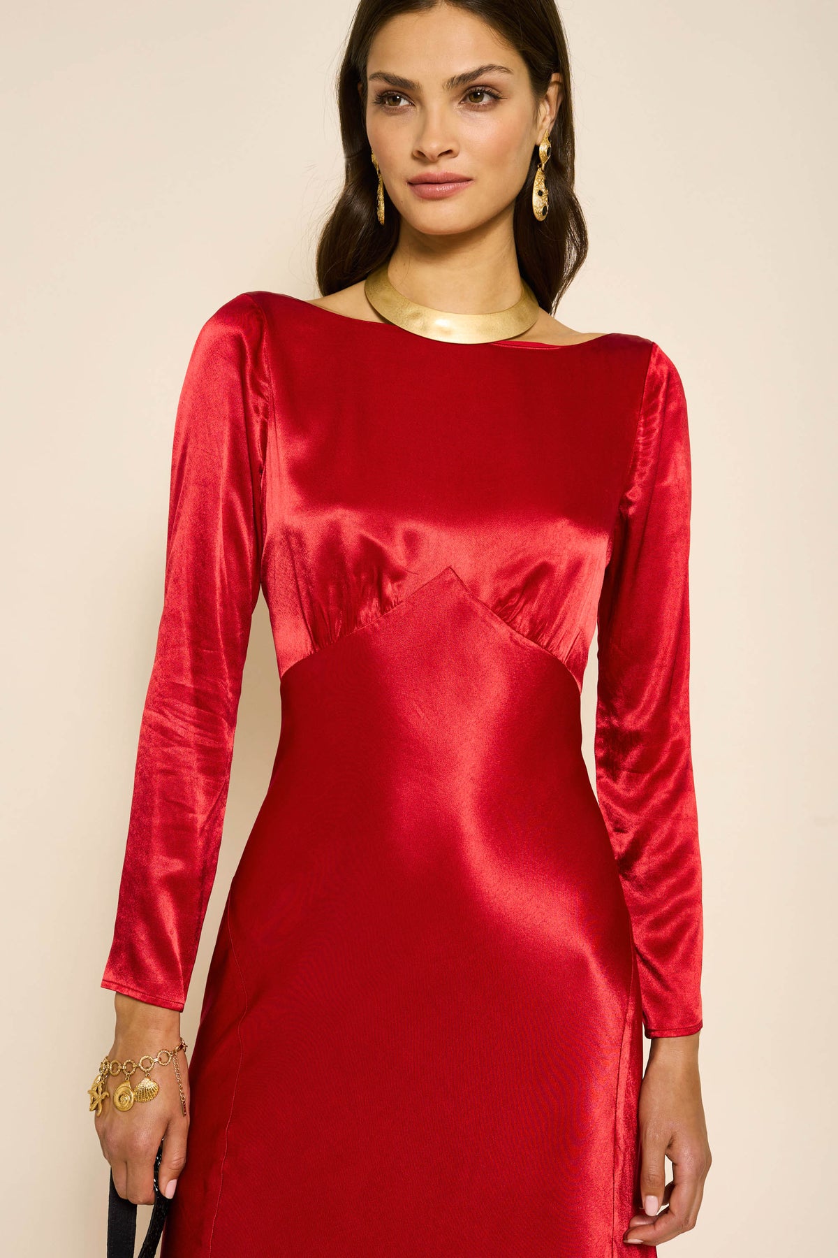 Devina Satin Gown in Red Crimson | RIXO Devina Satin Gown in Red Crimson | RIXO