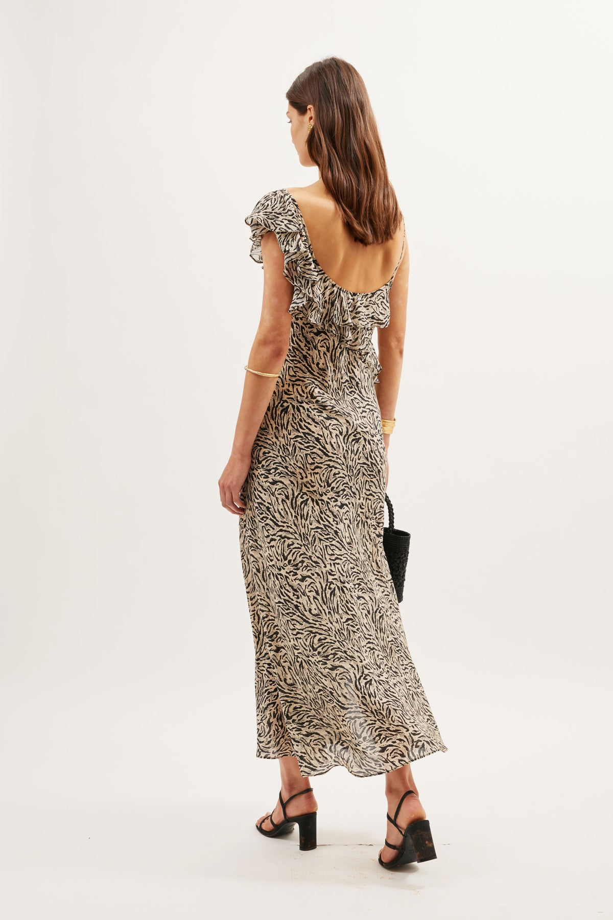 Ester Silk Maxi Dress in Brown Sun Leo Tan | RIXO USA Ester Silk Maxi Dress in Brown Sun Leo Tan | RIXO USA