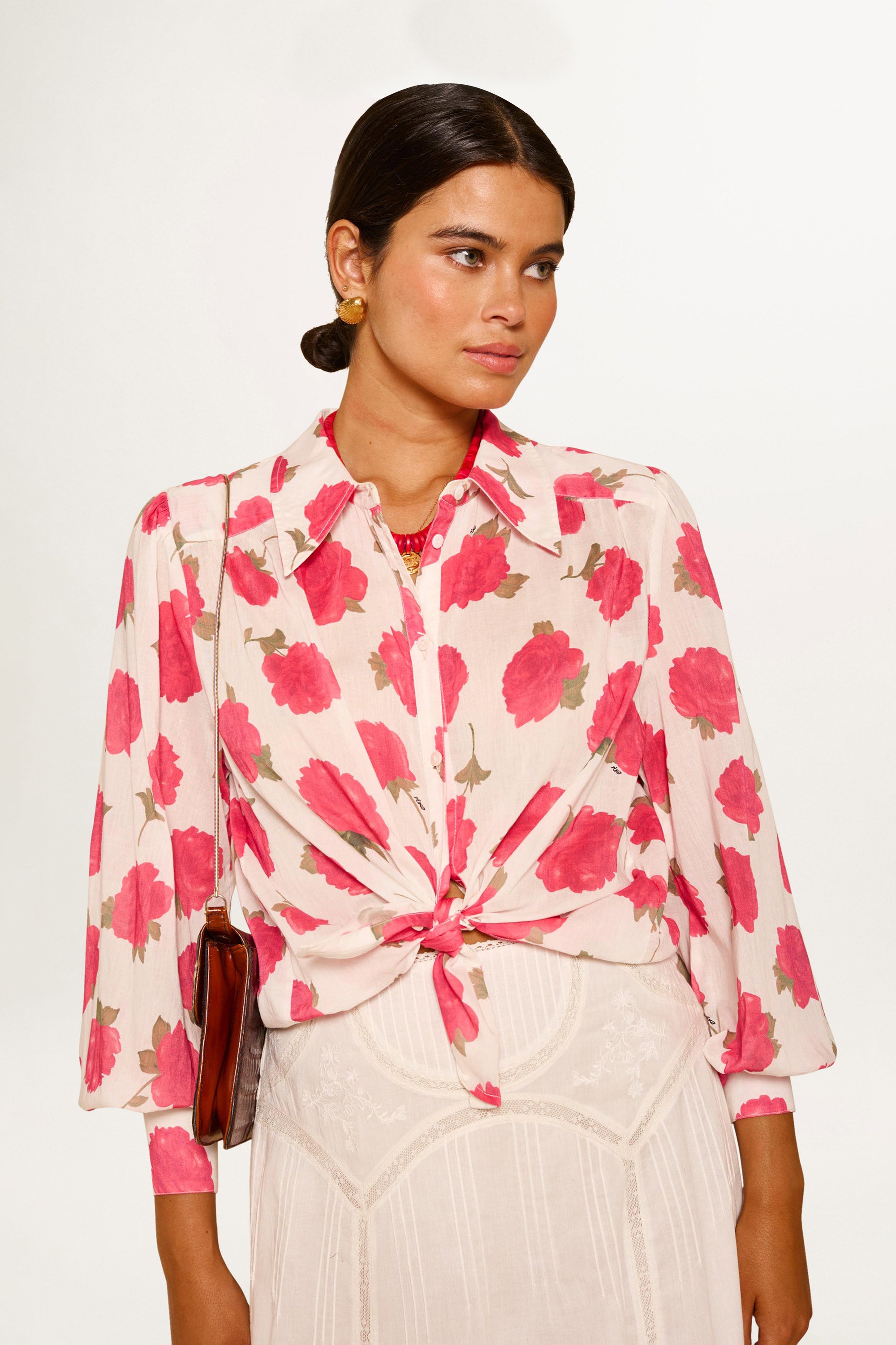 Blake Cotton Shirt in Pink Vintage Rose Ivory | RIXO ⋆
