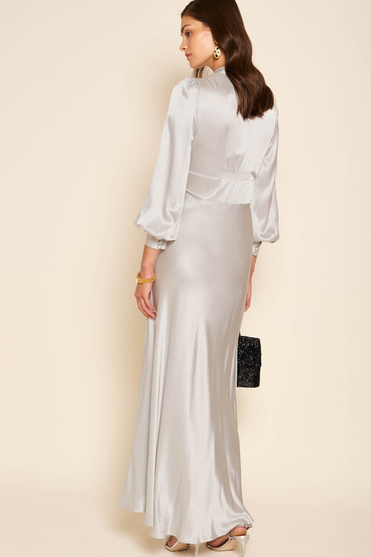 silver satin formal dress Deep V Neck Silver Satin Homecoming Dresses Sexy Backless Mini Prom Dress –  SheerGirl main image 0