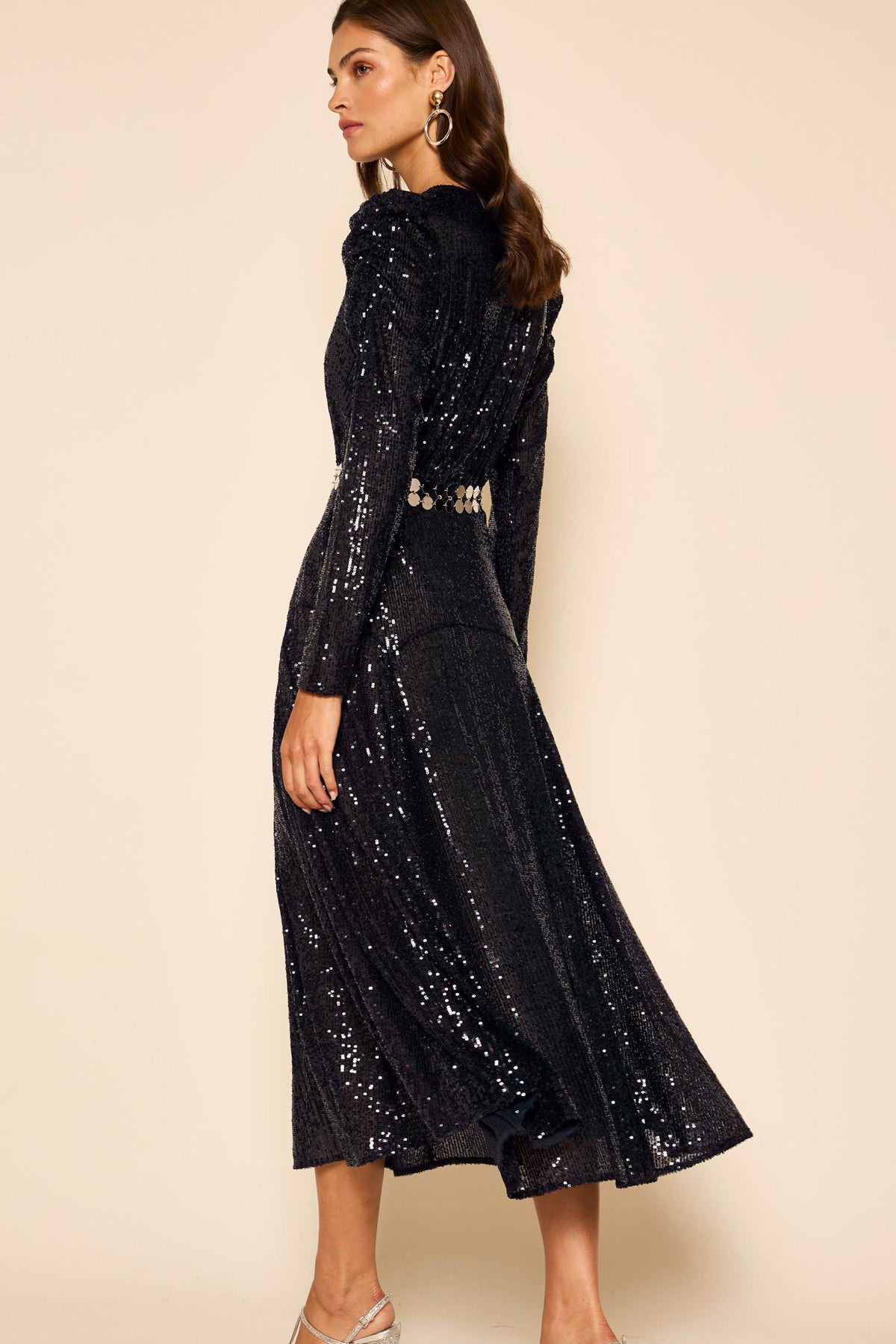Cerise Midi Dress in Embellishment Navy Cerise Midi Dress in Embellishment Navy