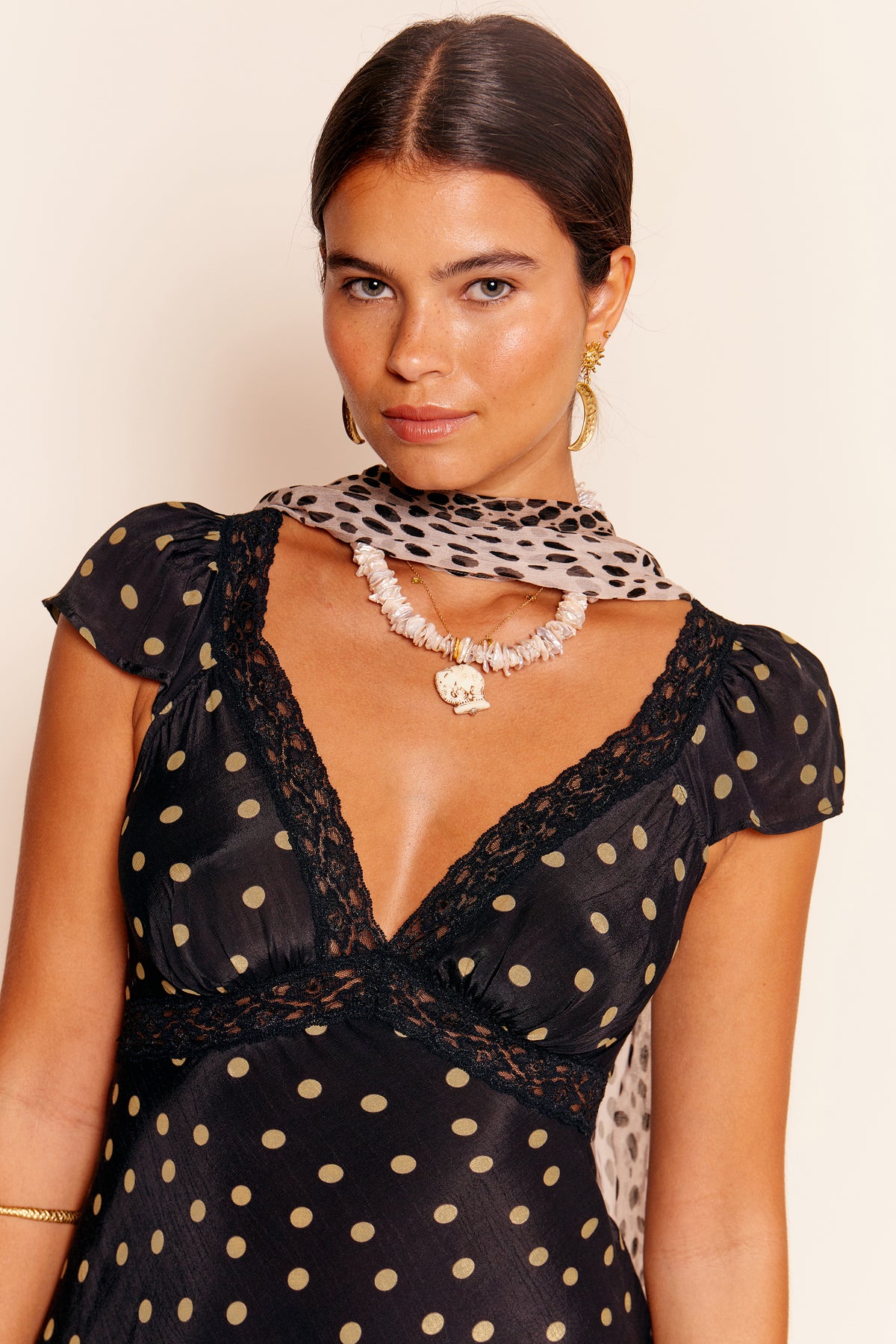 black dress with gold spots Chiffon Dress Black Dress With Gold Spots Wrap Dress Black Dress Gold Polka Dots Buy Jolie