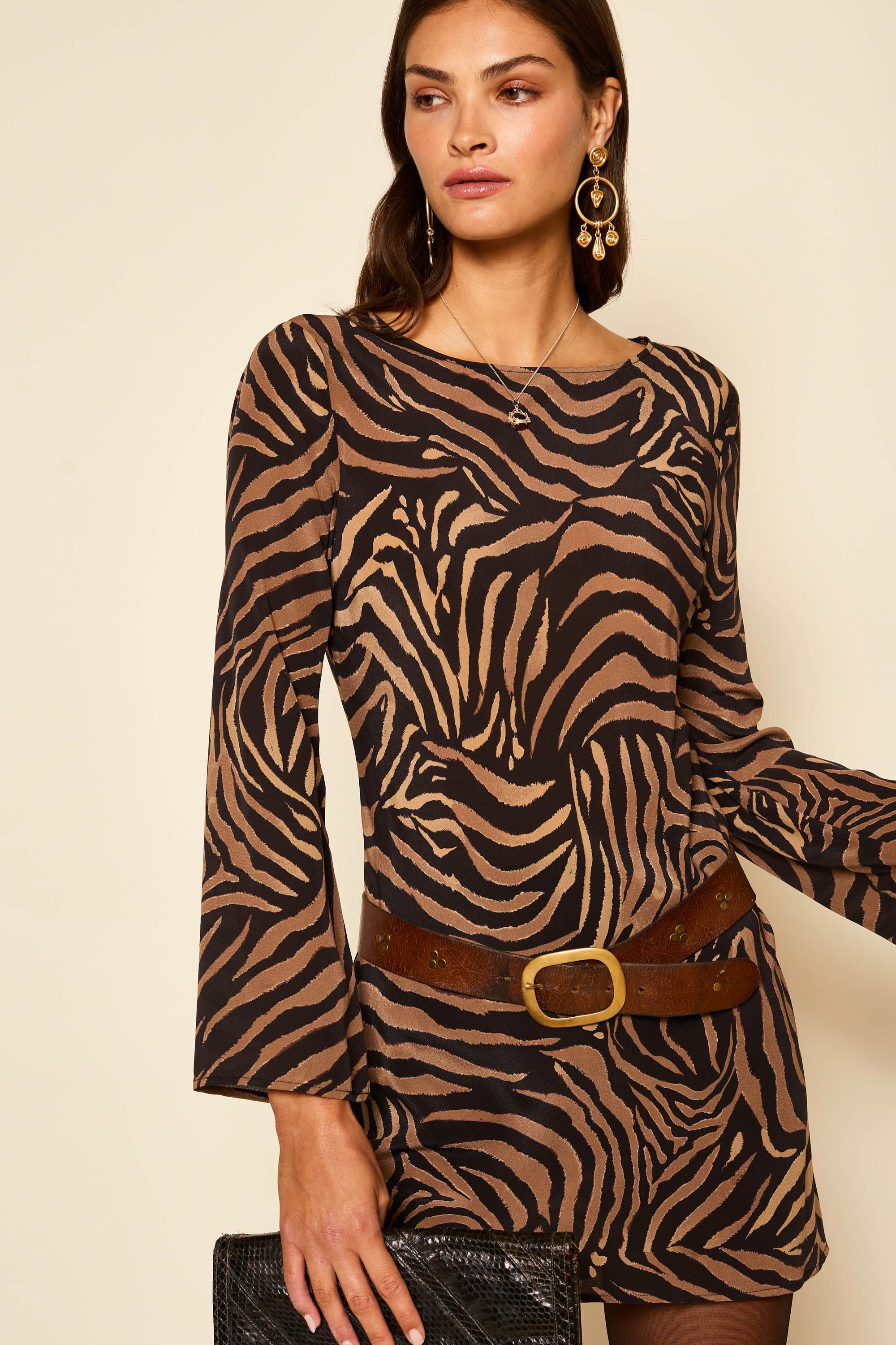 Rixo red orders tiger print dress