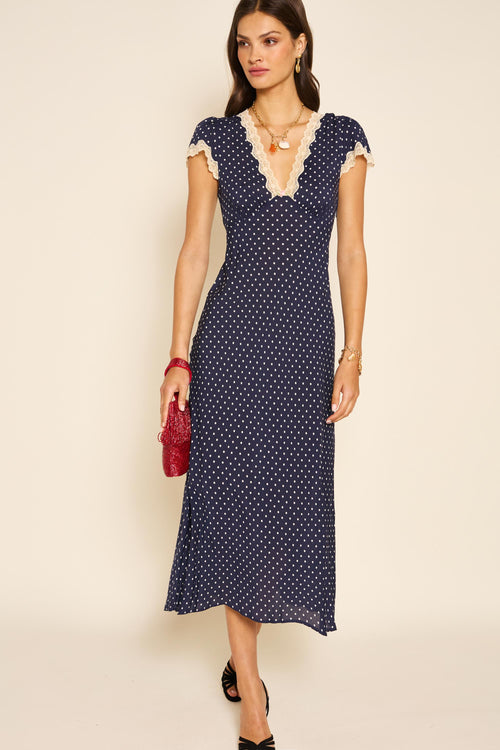 Clarice - Navy Polka Dot