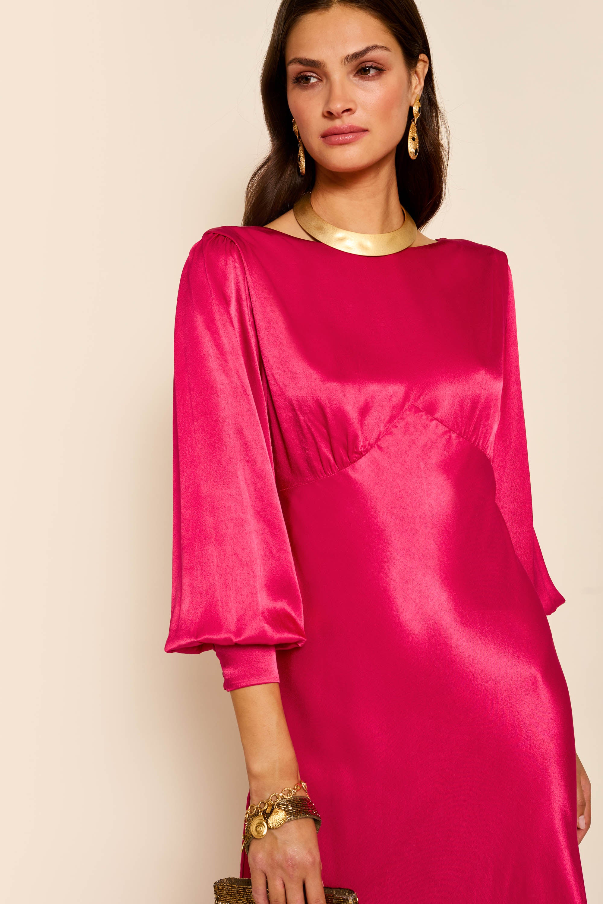 Marni Satin Gown in Pink Raspberry | RIXO USA ⋆