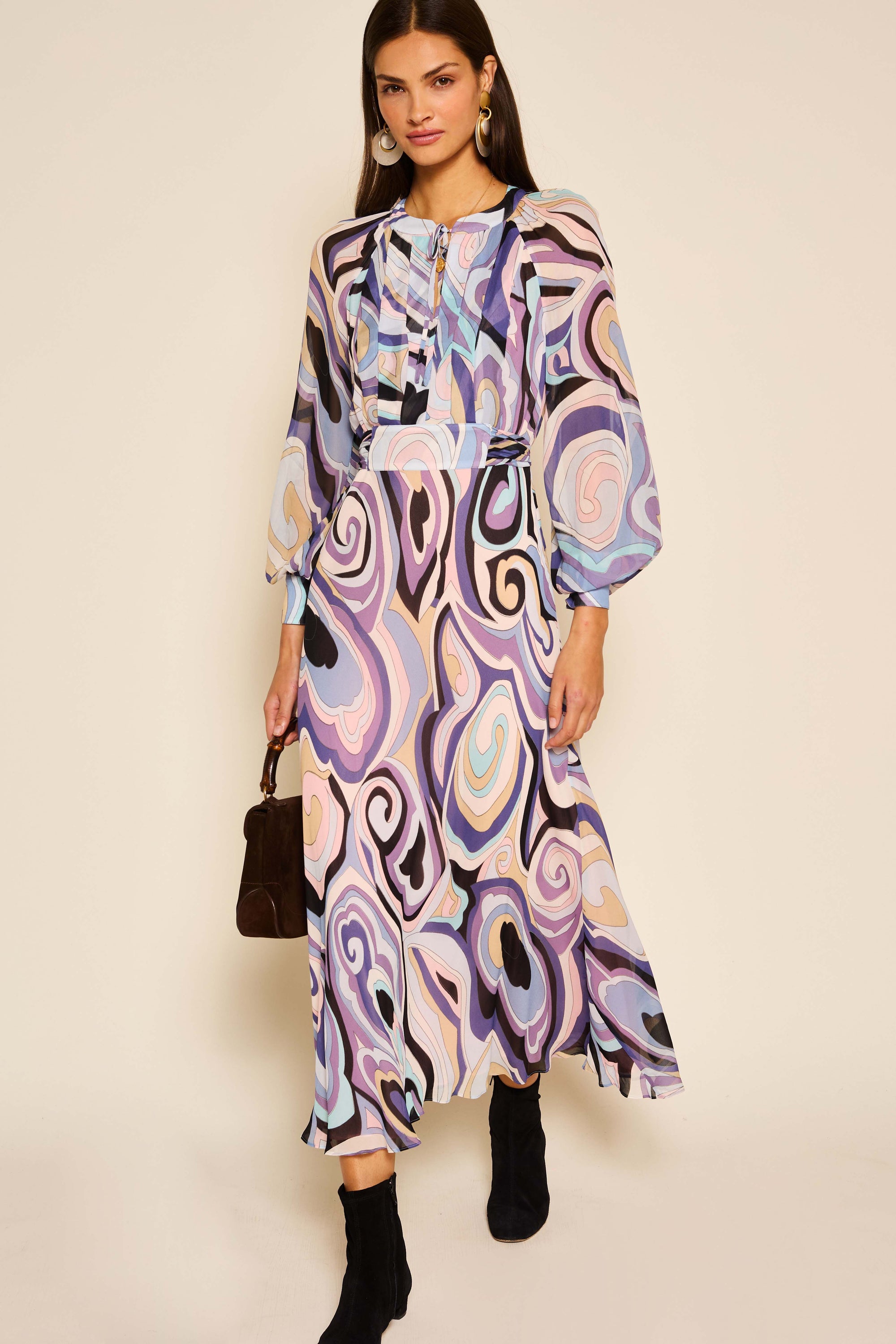 OCEANIC OPULENCE WOVEN MIDI DRESS
