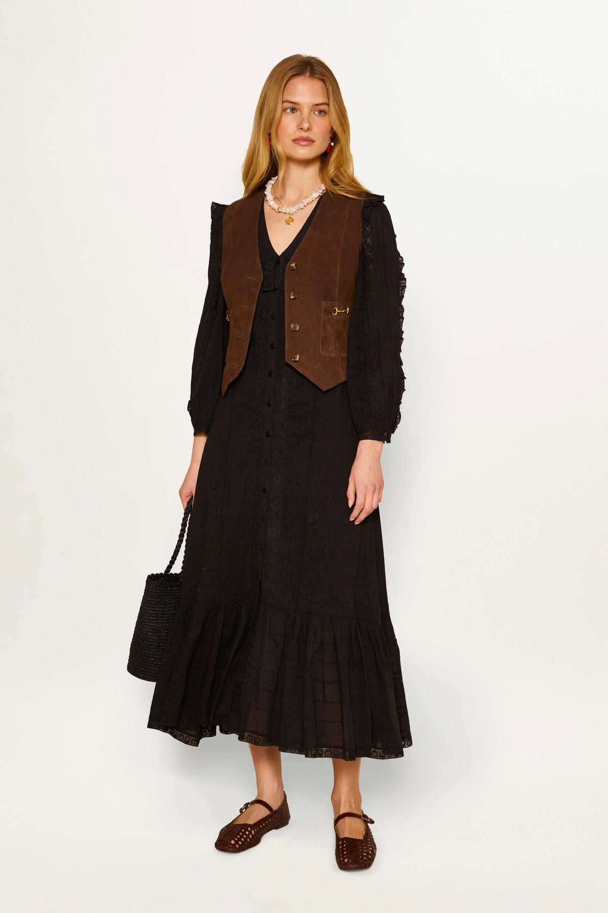 RIXO Rikki Suede Waistcoat Tan RIXO Rikki Suede Waistcoat Tan