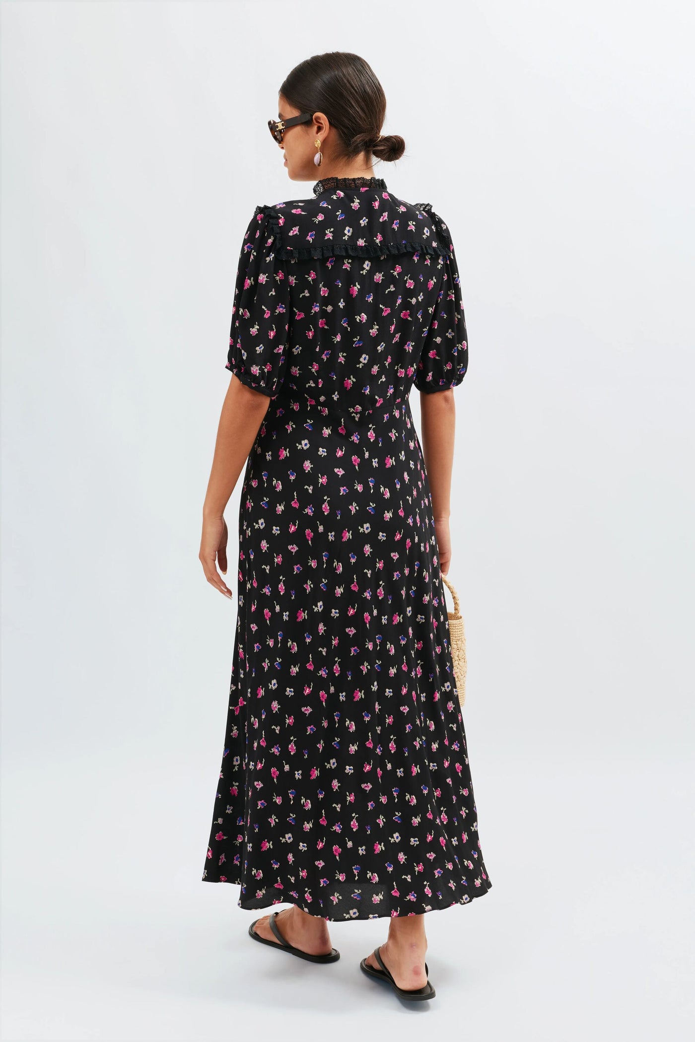 Gwen Midi Dress in French Ditsy Black | RIXO USA Gwen Midi Dress in French Ditsy Black | RIXO USA