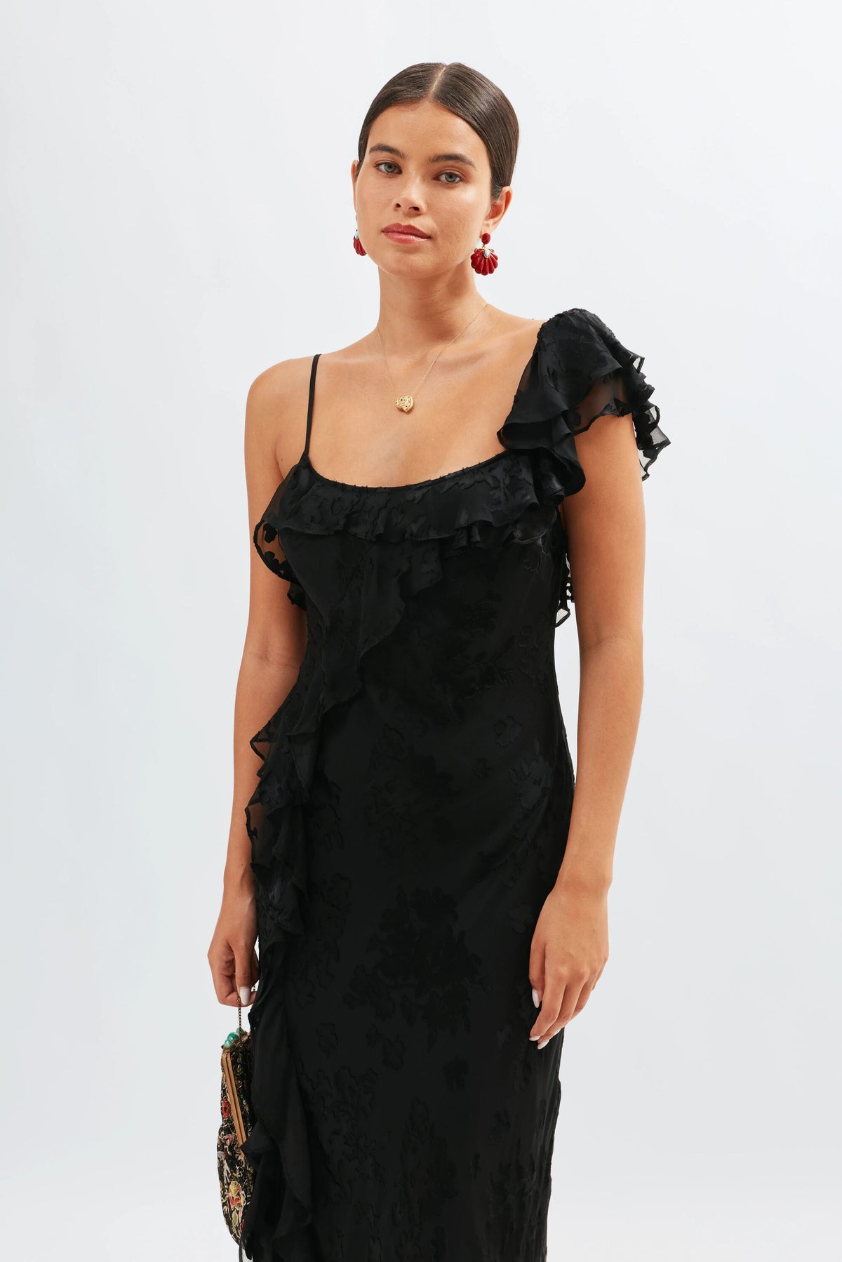 Ester Silk-Devoré Maxi Dress in Bouquet Devoré Black Ester Silk-Devoré Maxi Dress in Bouquet Devoré Black