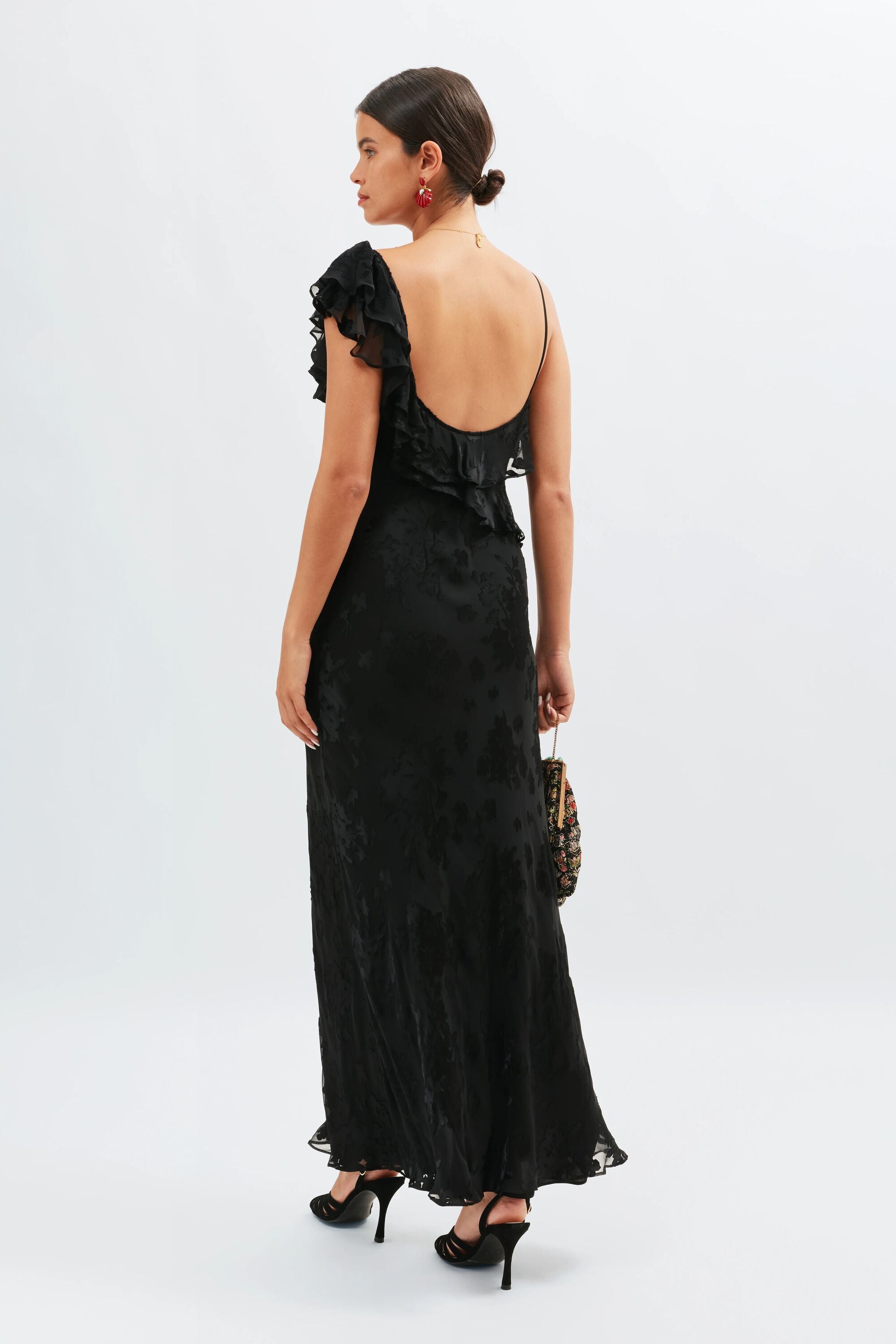 Ester Silk-Devoré Maxi Dress in Bouquet Devoré Black | RIXO USA ⋆