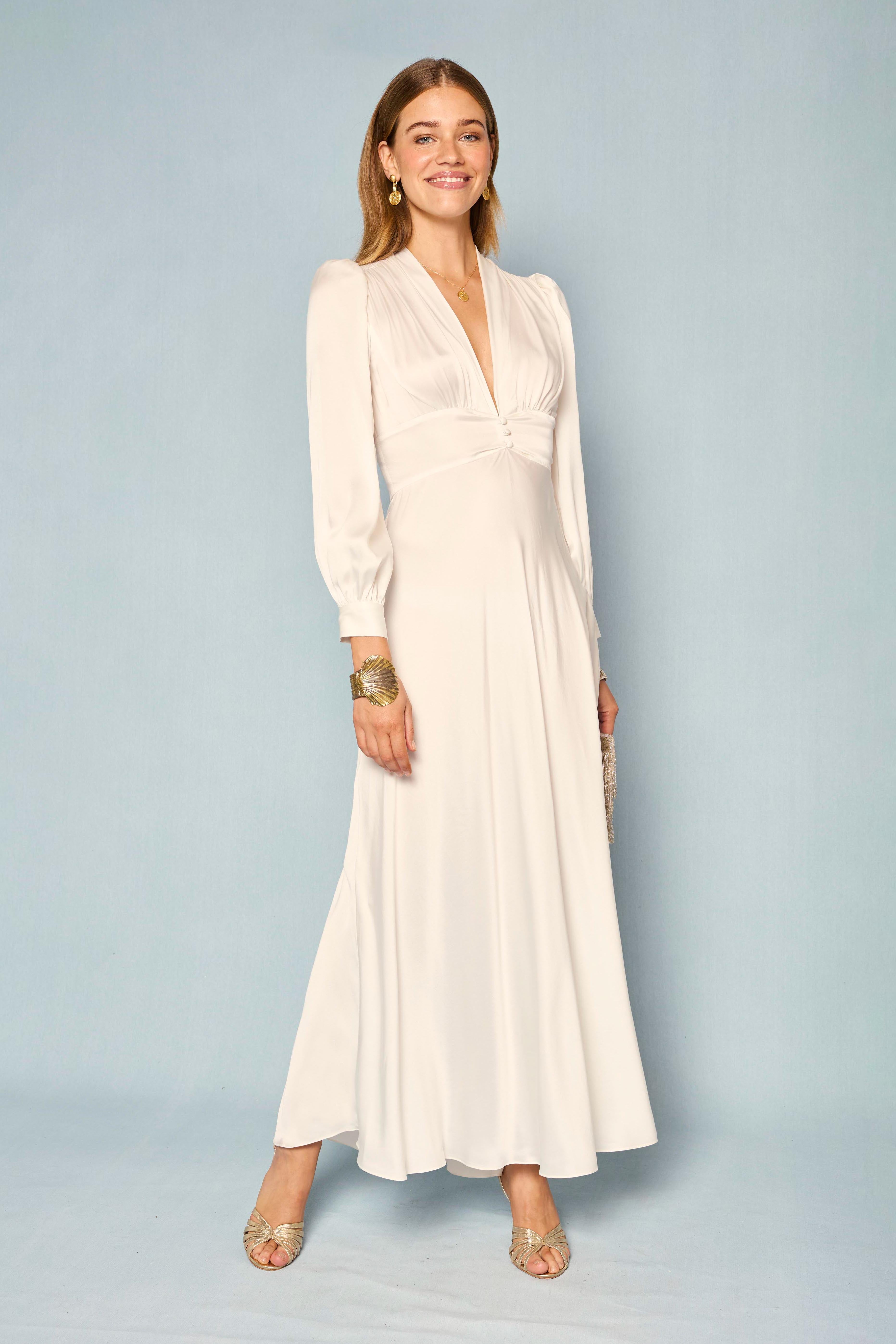 Emory Silk-Satin Gown in Ivory | RIXO USA ⋆