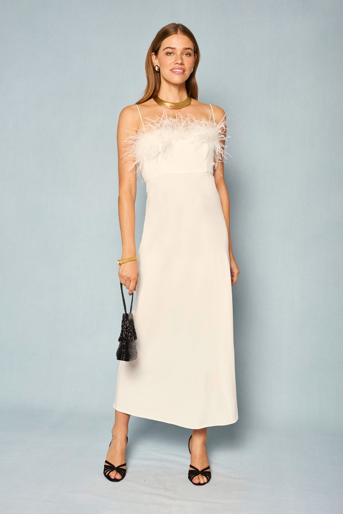 rixo cocktail dress Selene Midi in Ivory category:Wedding Dresses and a simple strappy Aqua Sleeveless Satin Gown Floral dress Color:CHAMPAGNE_D