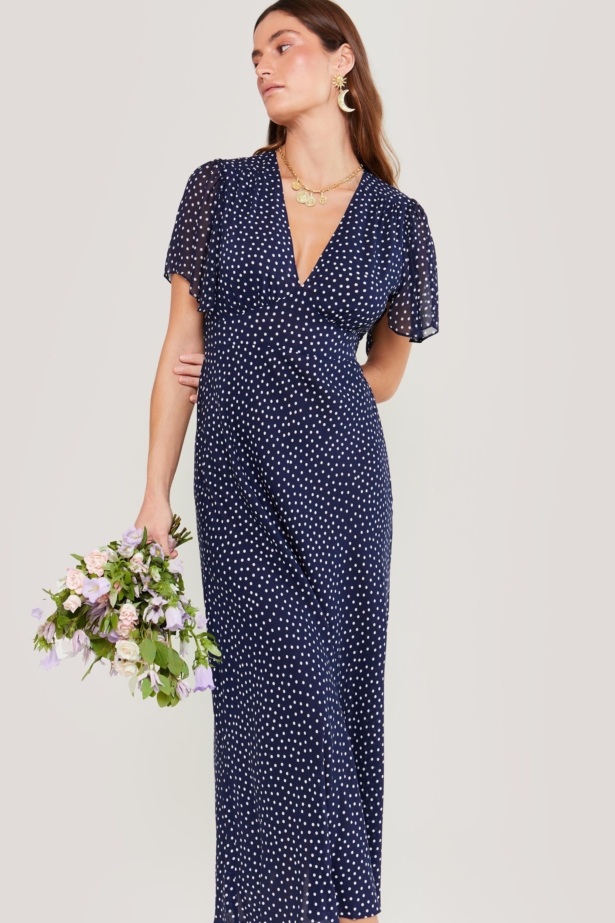 Navy Polka Dot Bridesmaid Dresses