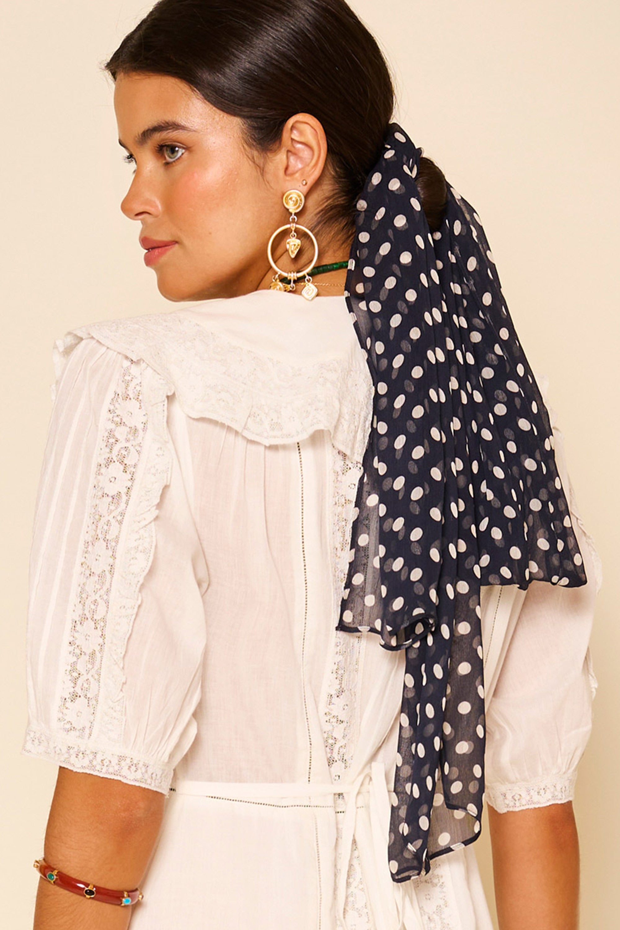 小物 2000s archive Polka dot long scarf y2k Polka Dot Hijab | Timeless Contrast Print Versatile Modal Polka