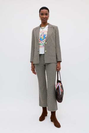 Olwen  -  Italian Check Yarn Dyed Brown