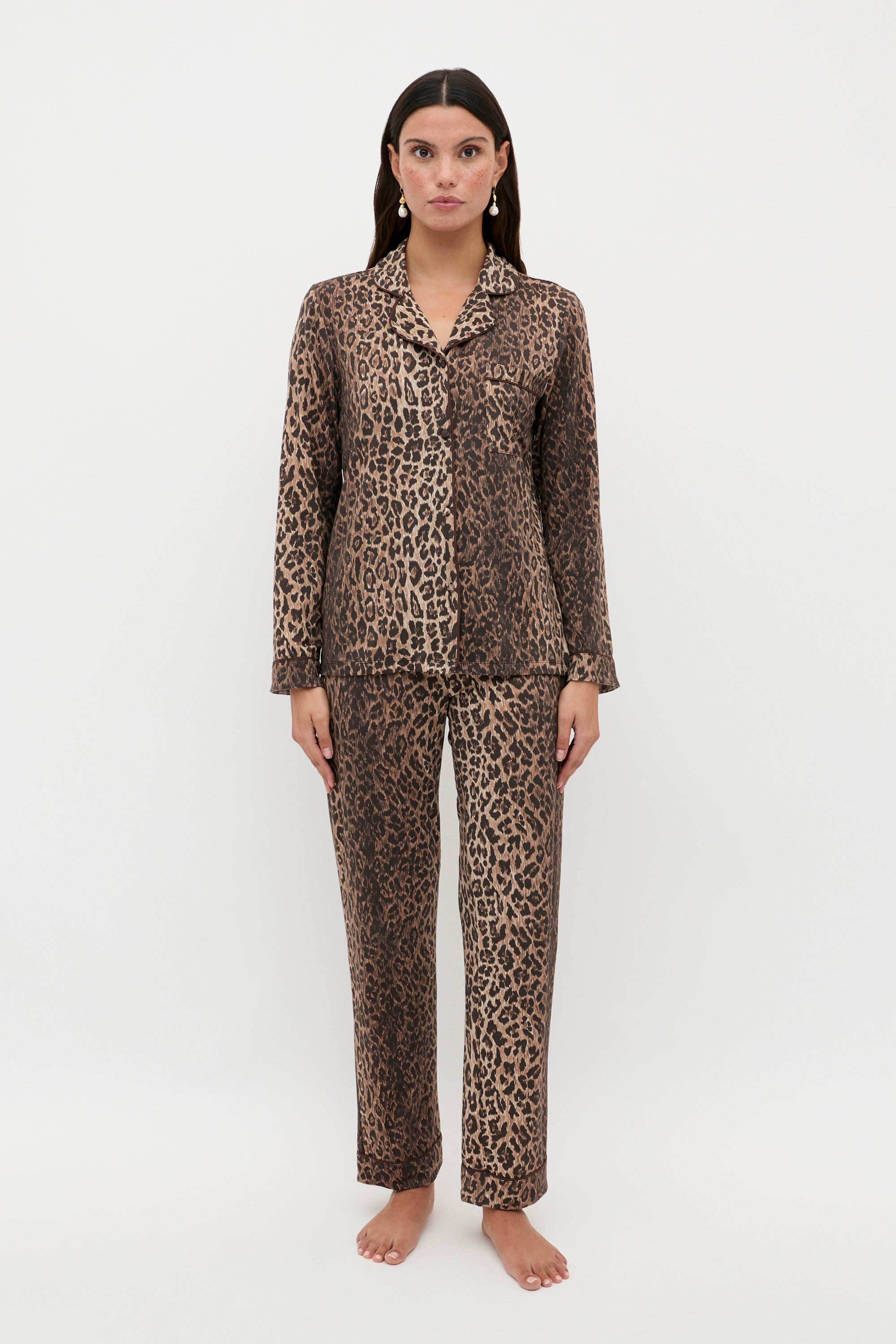 Leopard In Pyjamas Long Pyjamas in Leopard Brown | RIXO ⋆