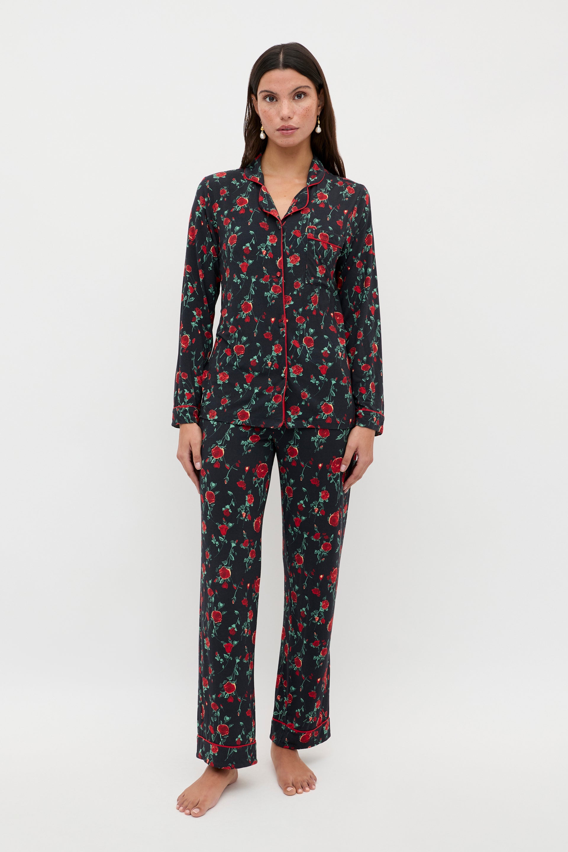 Long Pyjamas in Claudia Rose Black