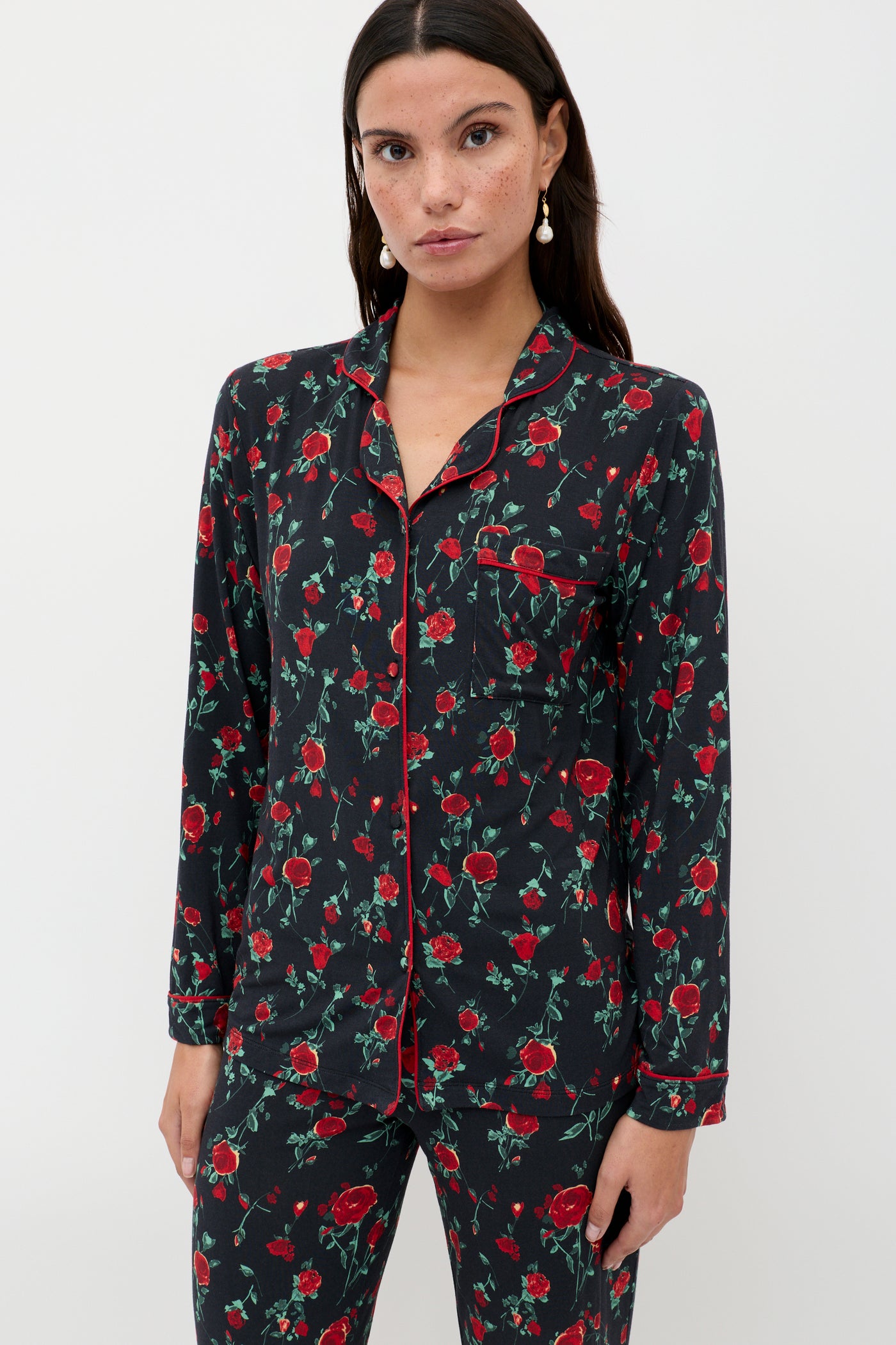 Long Pyjamas in Claudia Rose Black