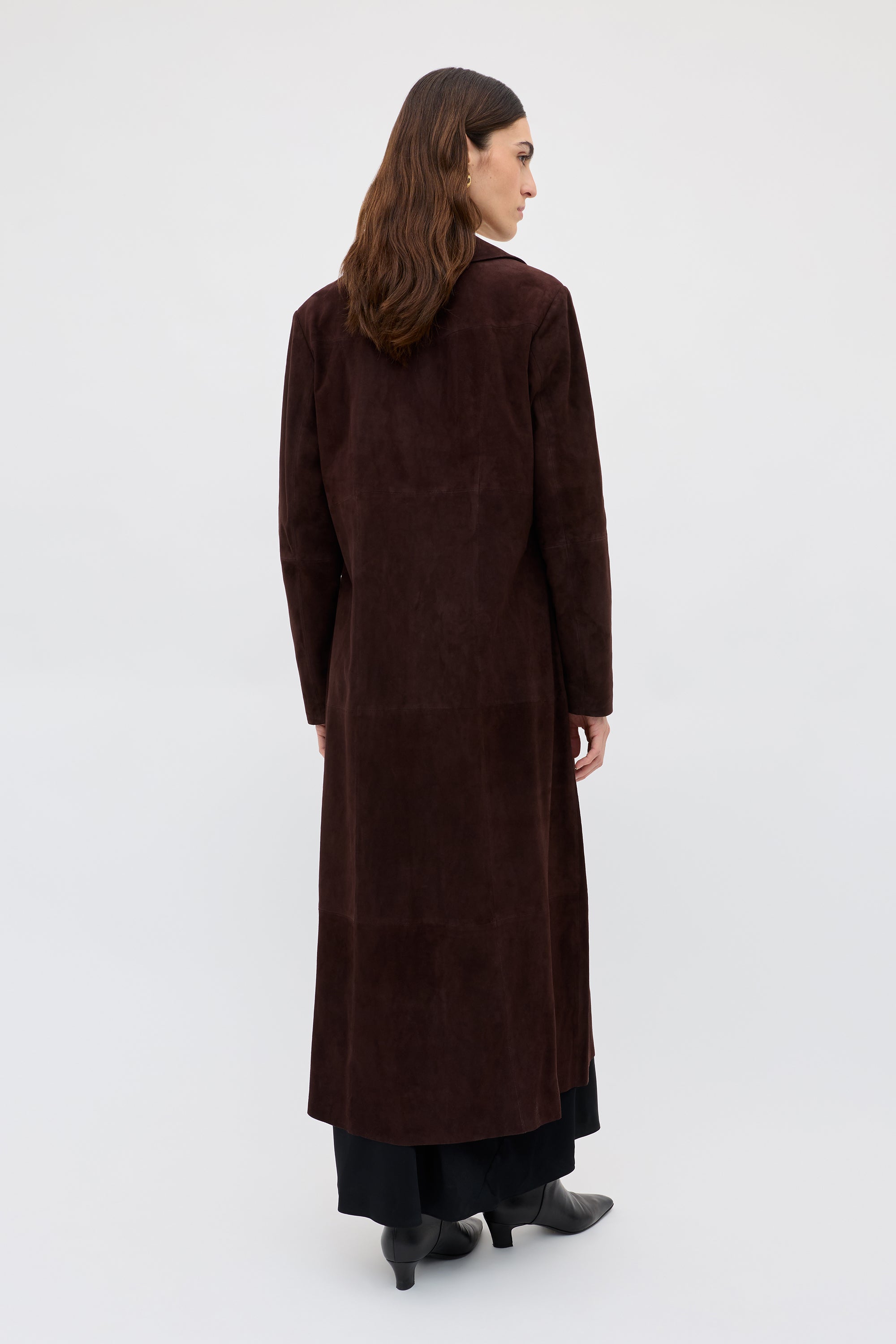 Astraea Suede Coat in Brown Chocolate | RIXO USA ⋆