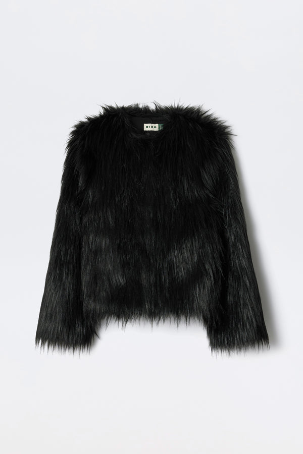 Bernadette Faux Fur Coat in Black Bernadette Faux Fur Coat in Black