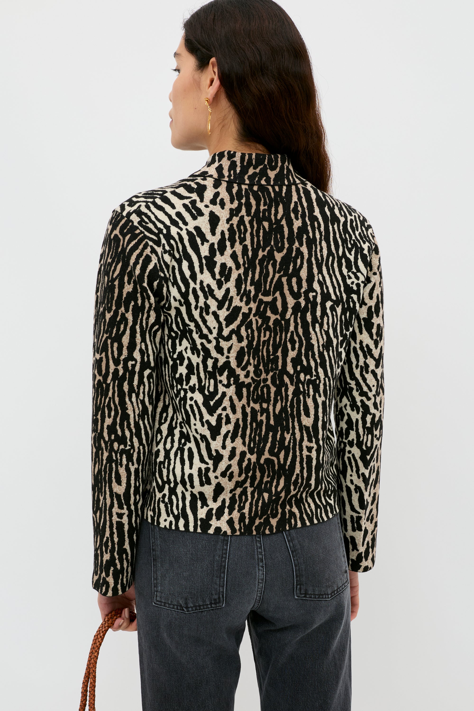 Trista Jacquard Cardigan in Bohemia Leopard Brown | RIXO USA ⋆