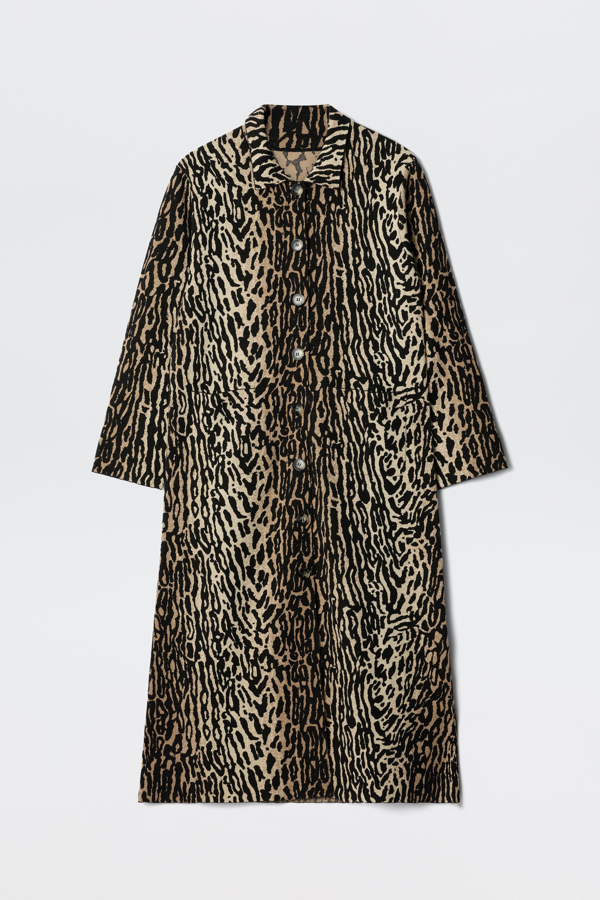Jacoba Wool Cardigan in Bohemia Leopard Jacquard Brown | RIXO USA ⋆