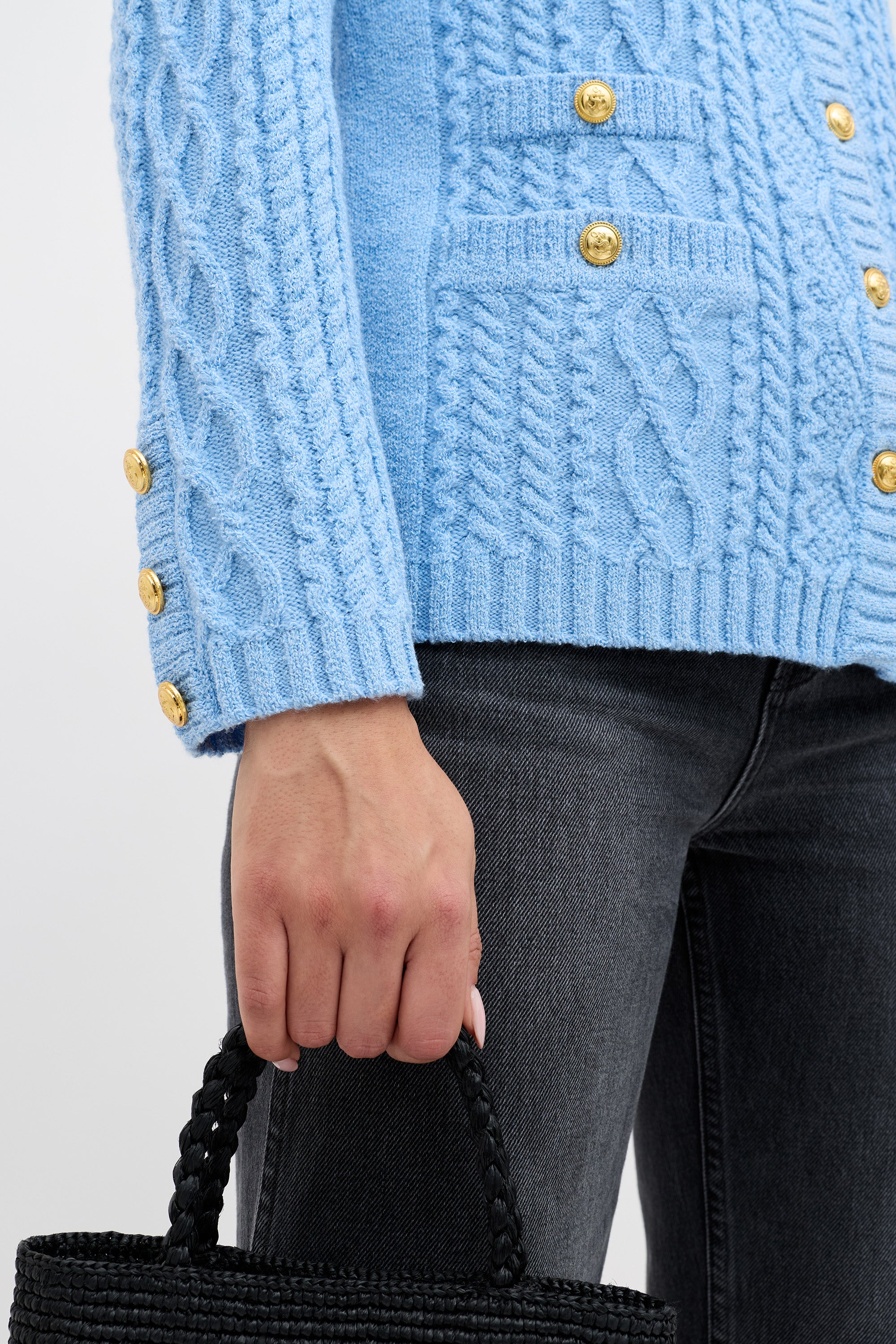 Maurya Wool-Blend Cardigan in Dusty Blue | RIXO ⋆