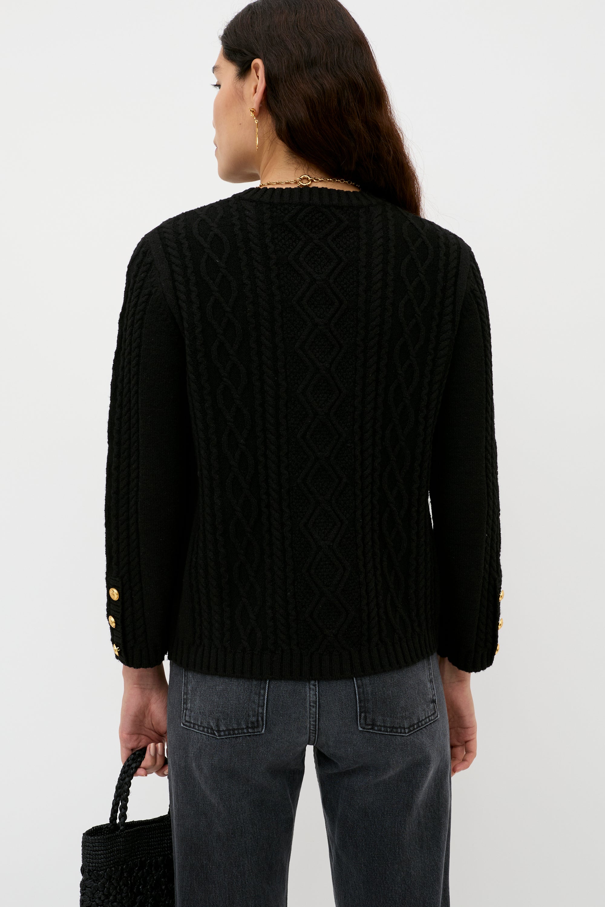 Maurya Wool-Blend Cardigan in Black | RIXO ⋆