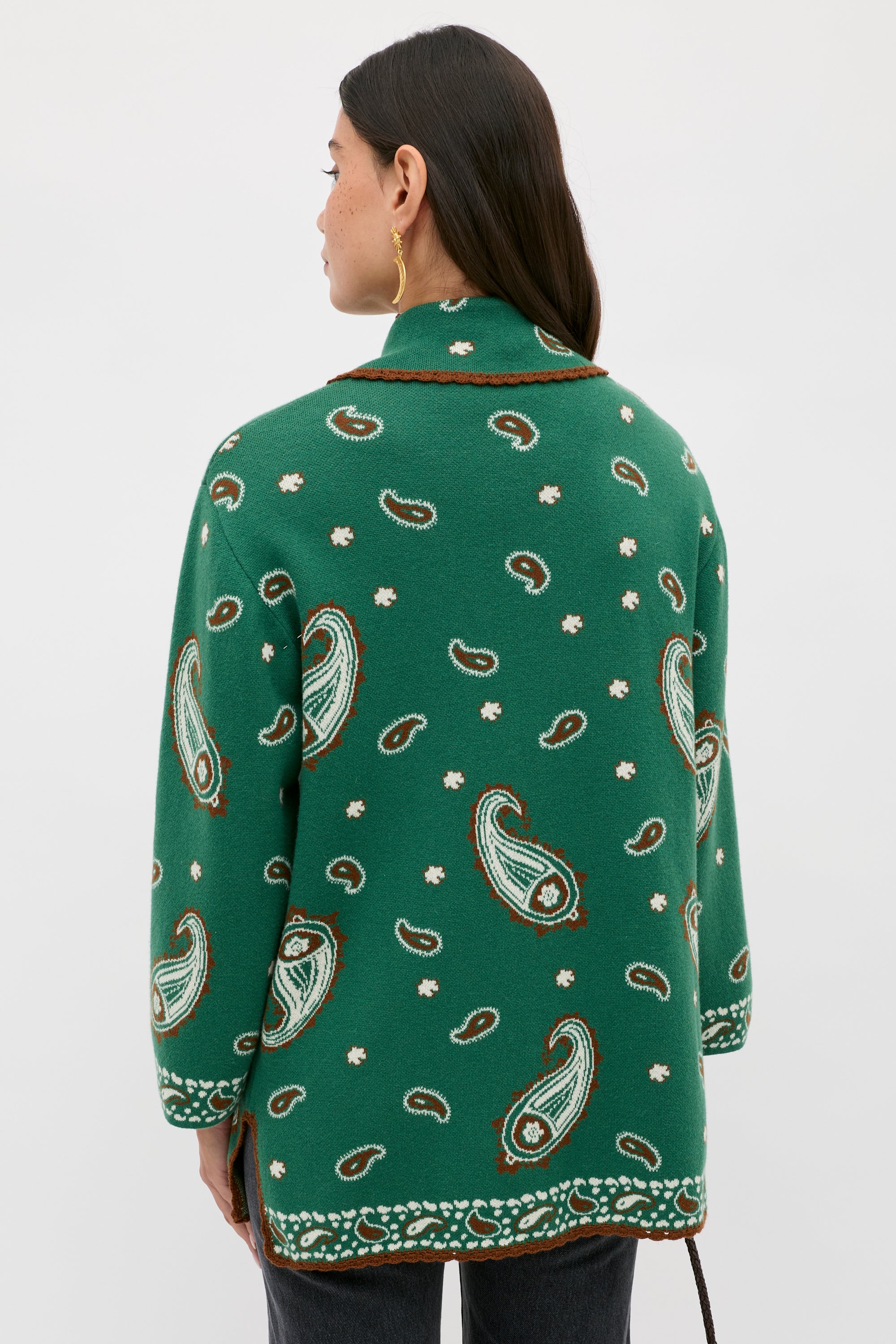 【RE-PURPOSE / リパーパス】CARDIGAN グリーン Morla Cotton-Blend Cardigan in Daisy Paisley Green | RIXO USA ⋆
