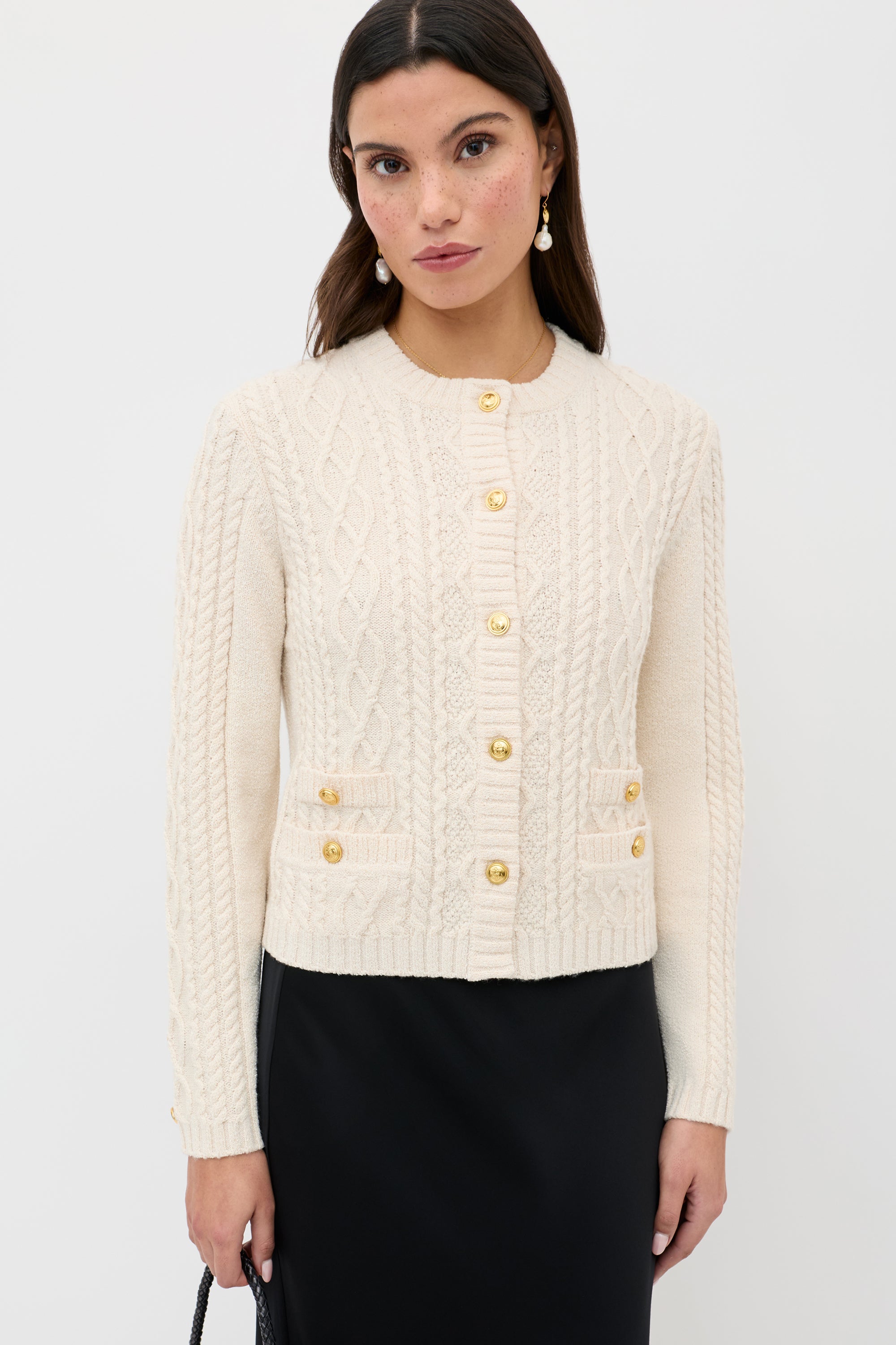 Kamina Wool Cardigan in Cream | RIXO ⋆