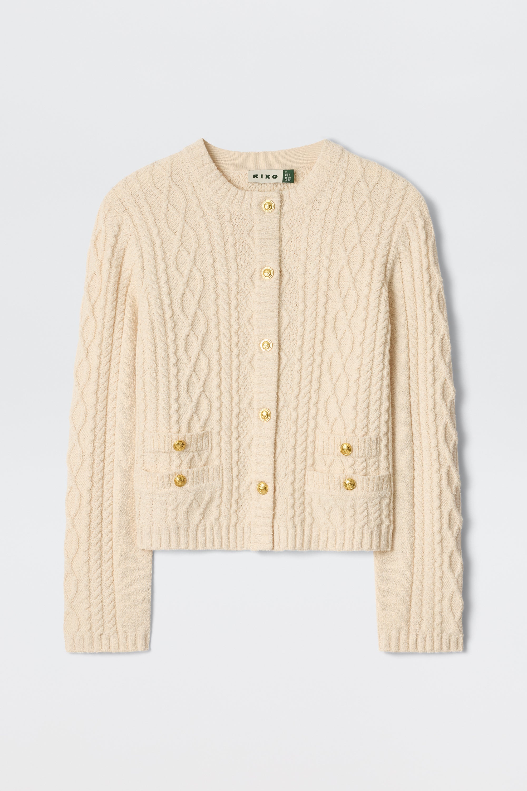 Kamina Wool Cardigan in Cream | RIXO ⋆