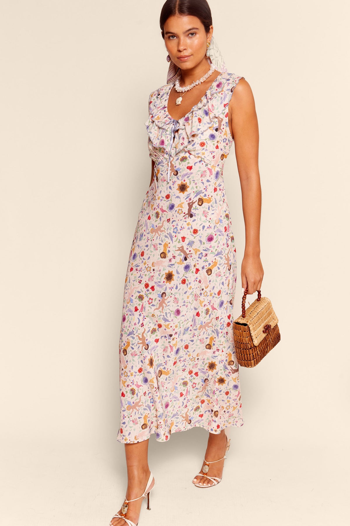Seraphina Midi Dress in Angel Floral Cream | RIXO USA Seraphina Midi Dress in Angel Floral Cream | RIXO USA