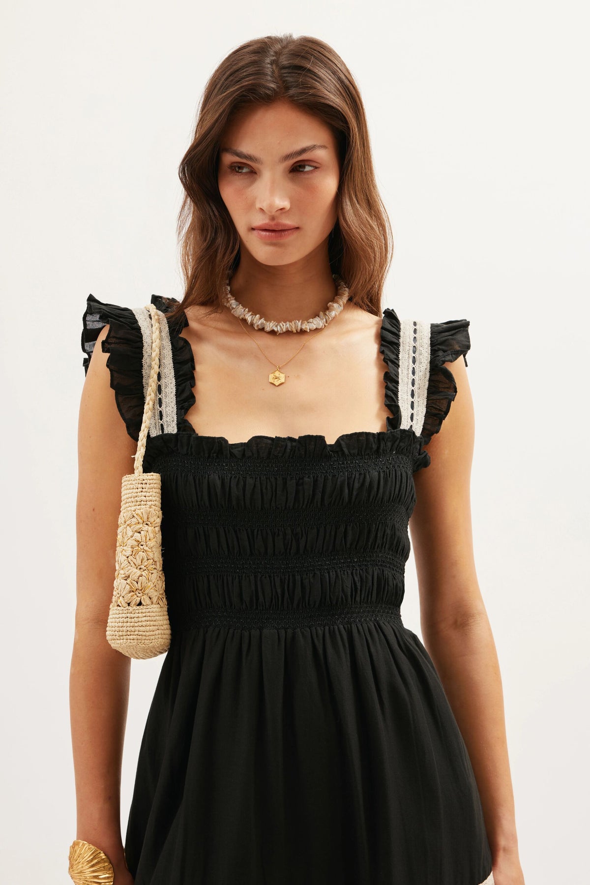 RIXO Aubrie Cotton Midi Black RIXO Aubrie Cotton Midi Black