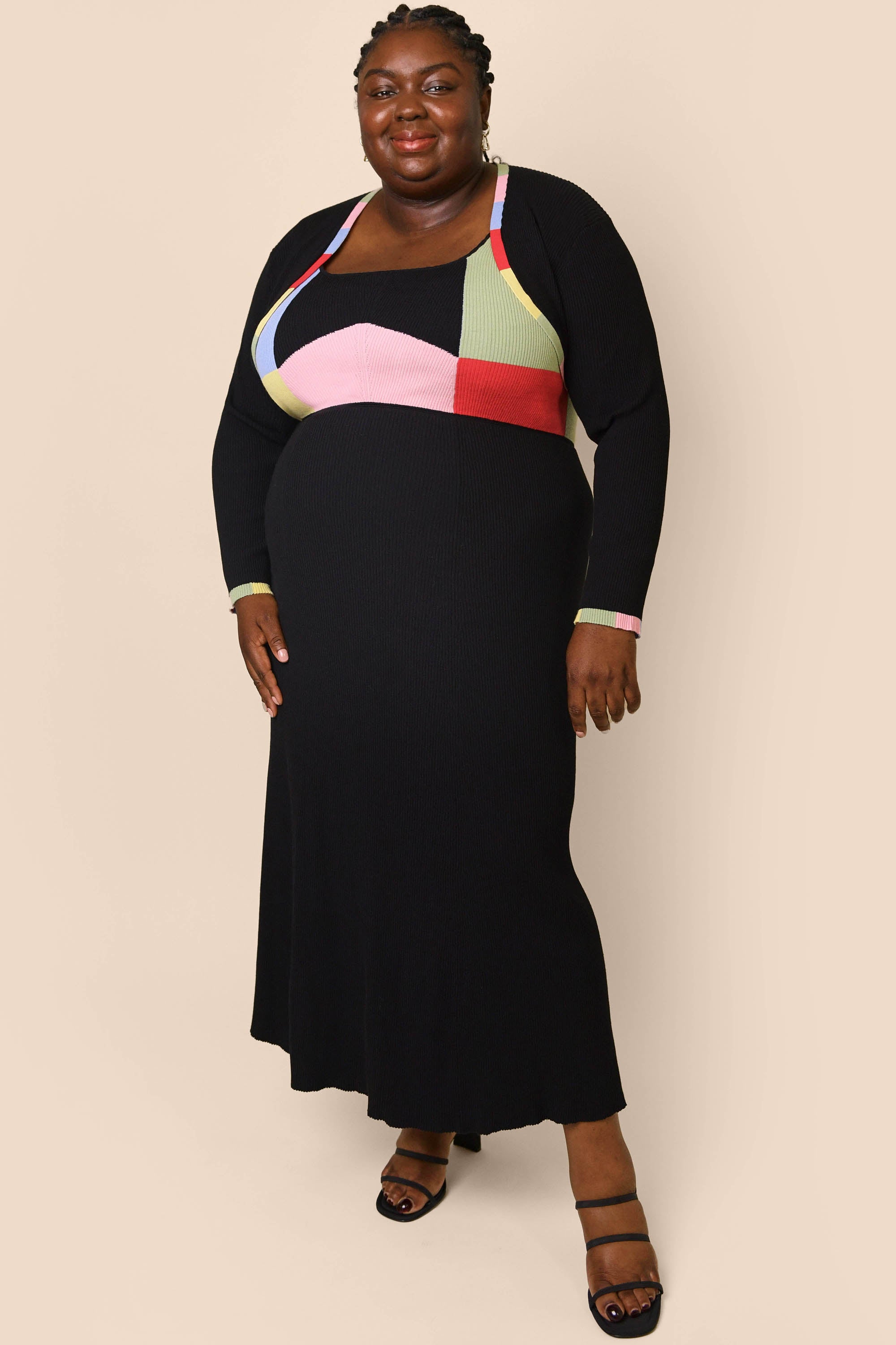 Abisola Knit Midi Dress in Black Multi | RIXO ⋆