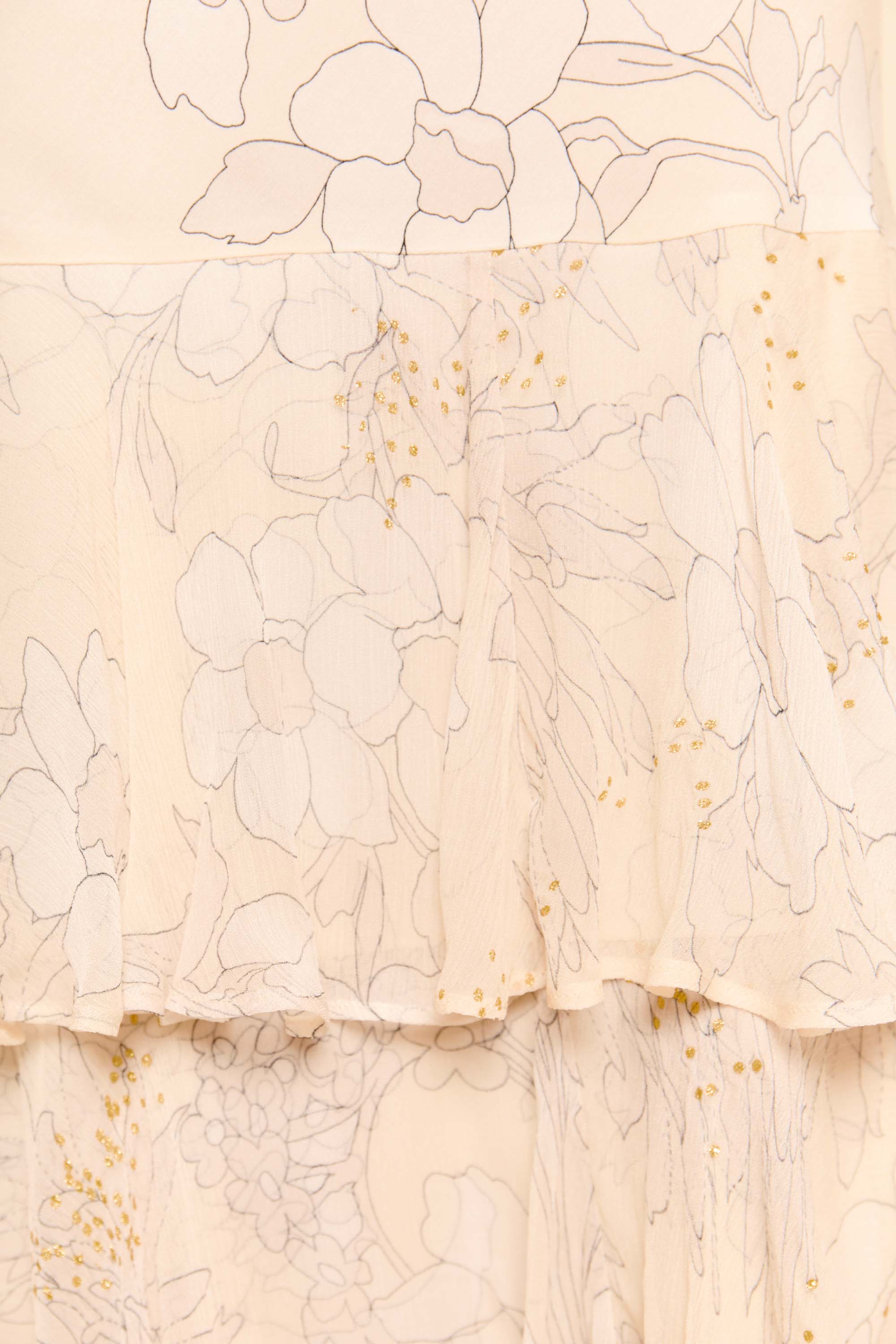 Amelle Silk Gown in French Floral Cream
