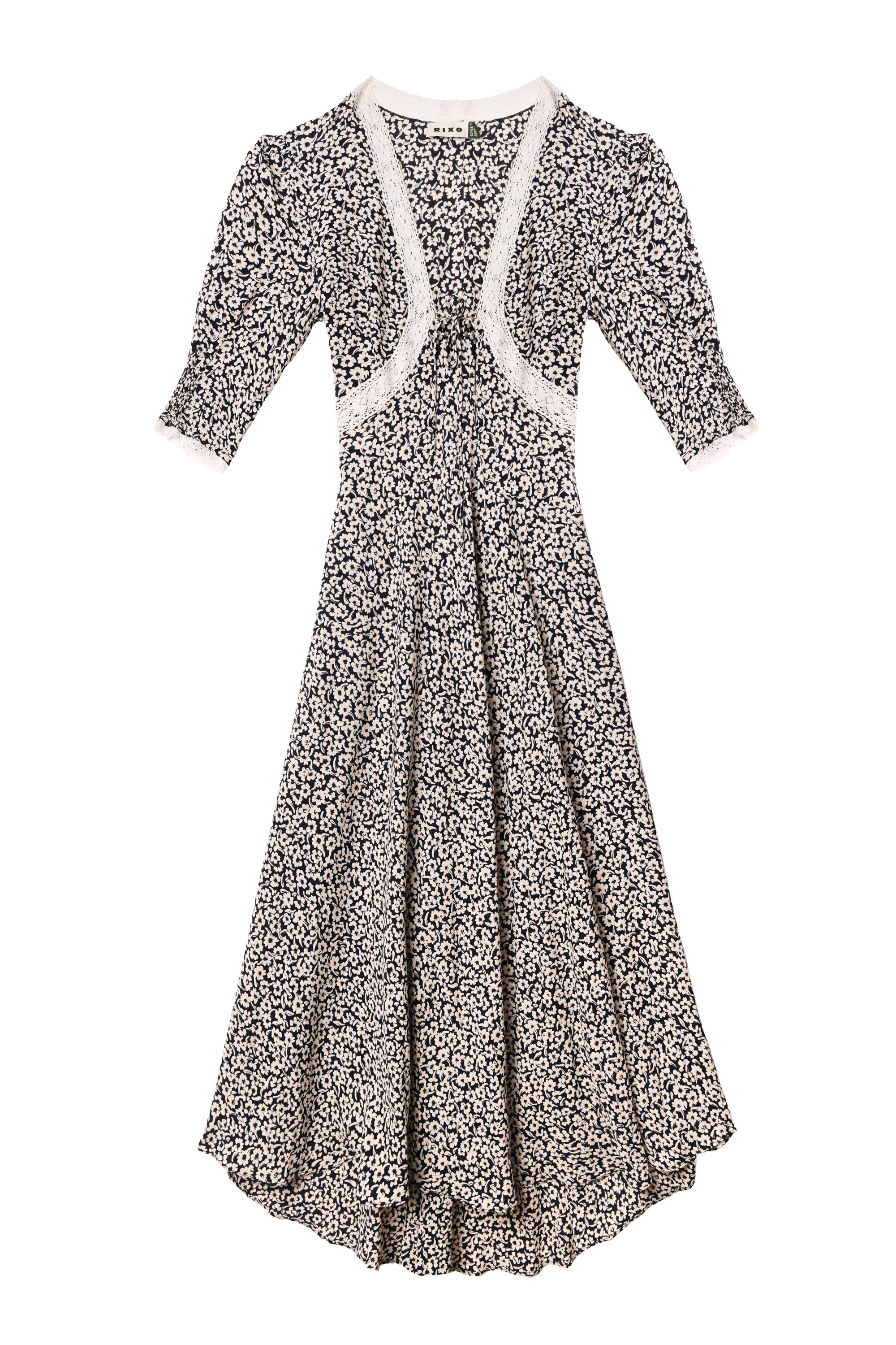Amina Midi Dress in English Daisy Deep Navy | RIXO USA ⋆