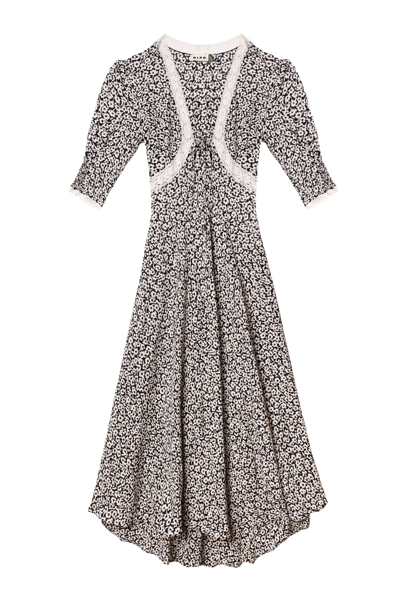 Amina Midi Dress in English Daisy Deep Navy | RIXO USA Amina Midi Dress in English Daisy Deep Navy | RIXO USA