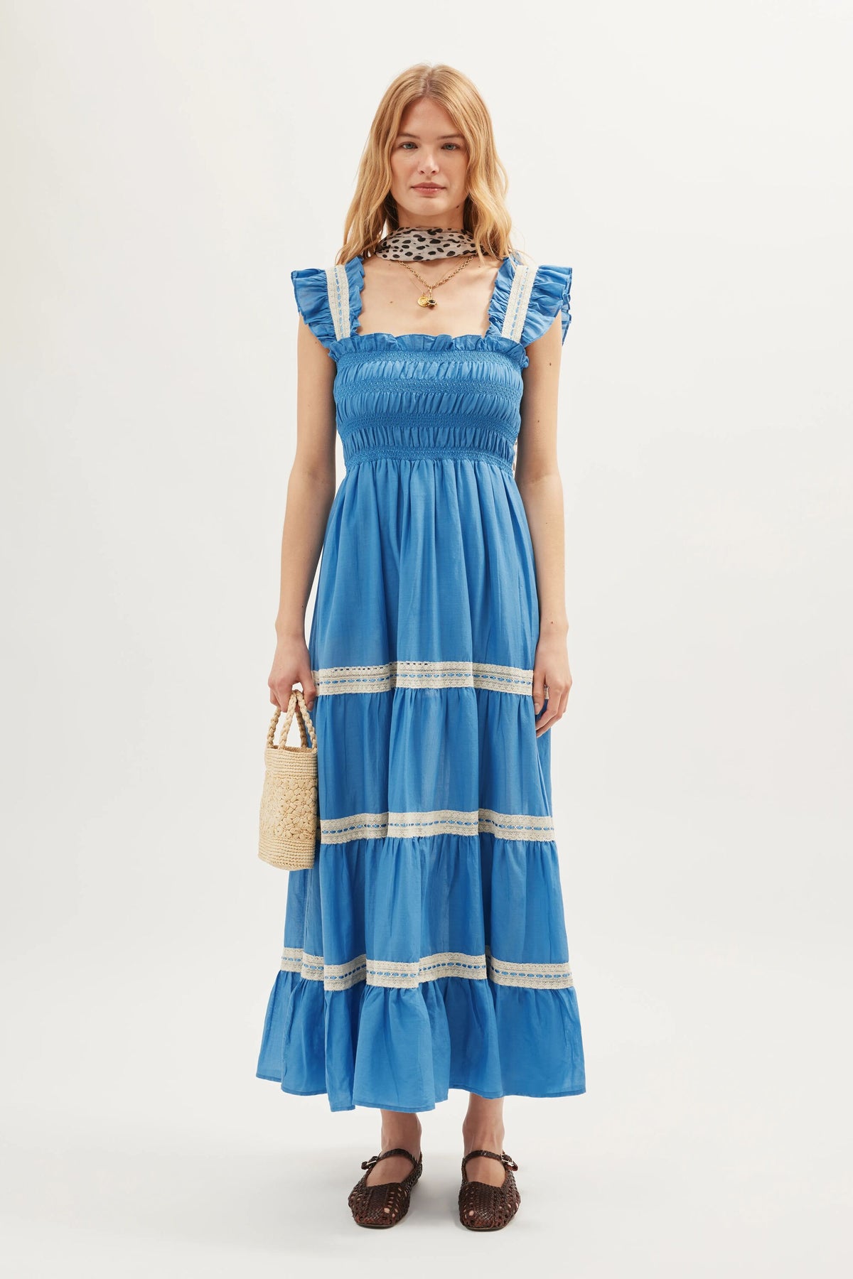 rixo maxi dress Dahlia Silk Midi Dress in Multi Abstract Tulip Black