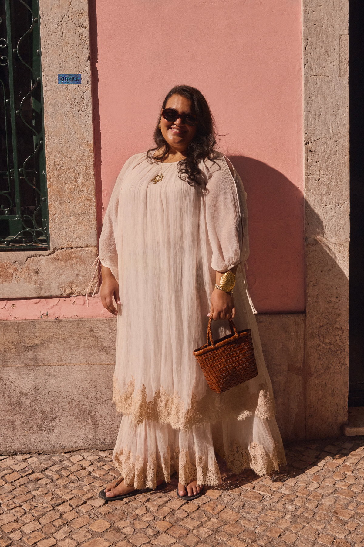 Hayden Georgette Dress in Pink Shell