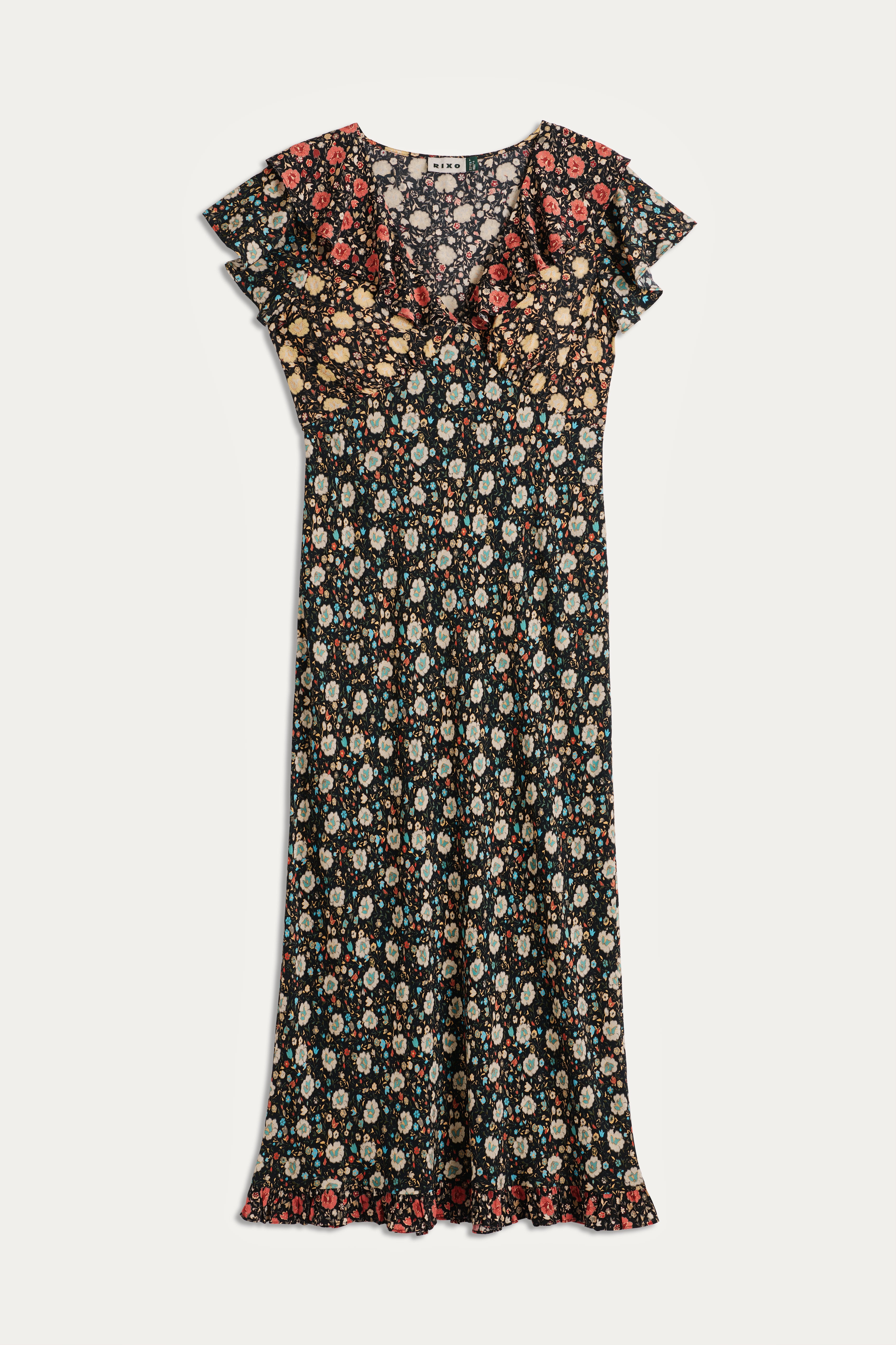 Bethea Midi Dress in Eva Floral Mix Black | RIXO USA ⋆