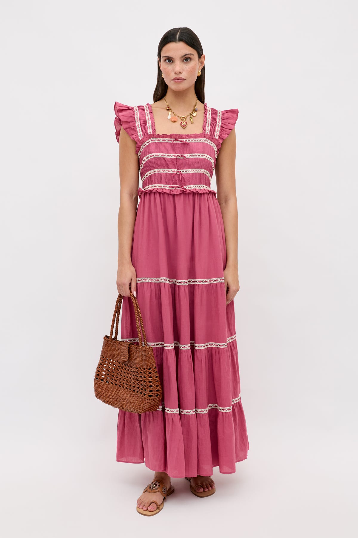 dusty rose midi dress Chandra Cotton in Pink long sleeves Titcea Casual Dresses for 09.04.2025 Size:14/48