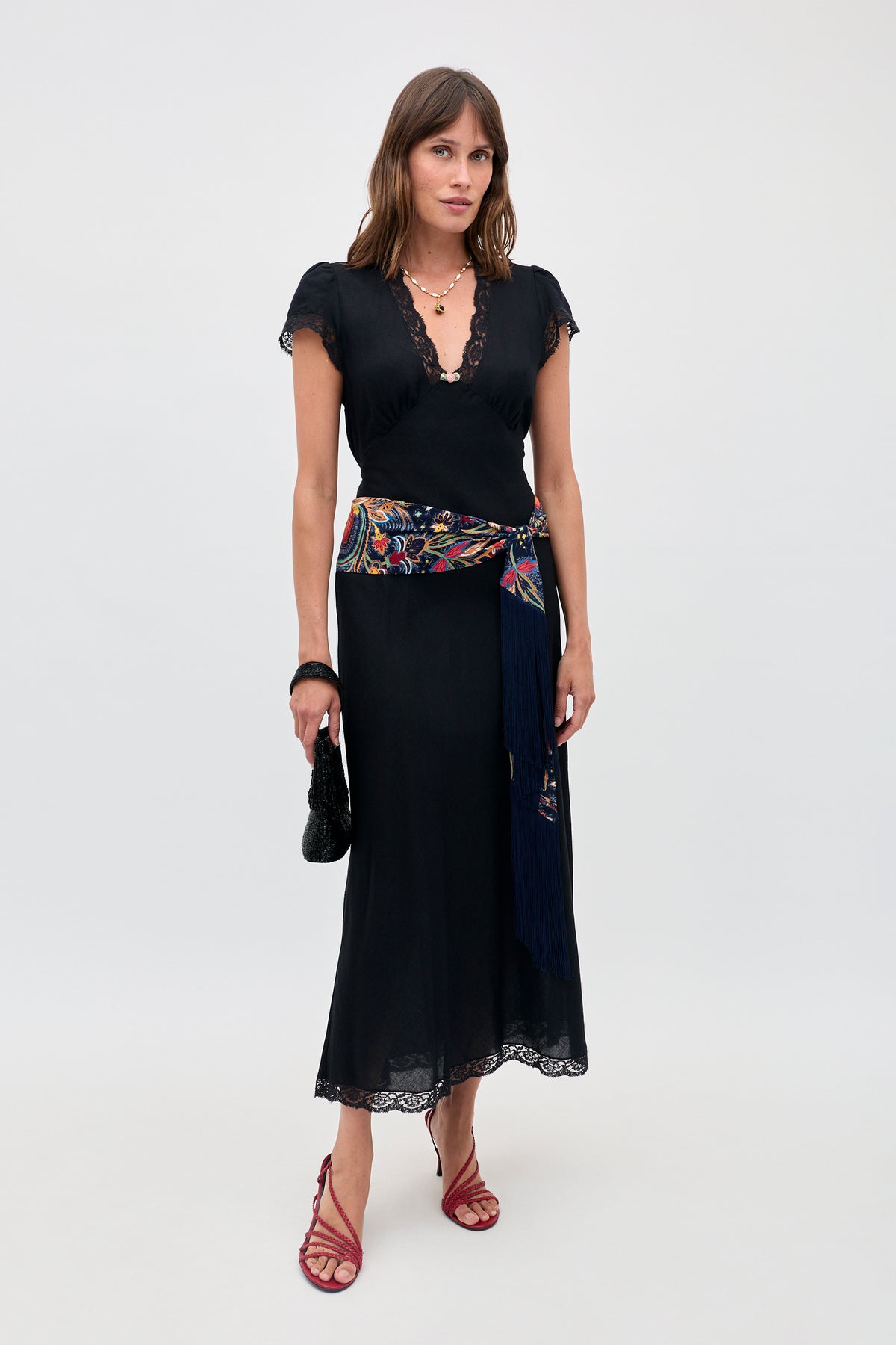 RIXO Marlice Silk Midi Black RIXO Marlice Silk Midi Black