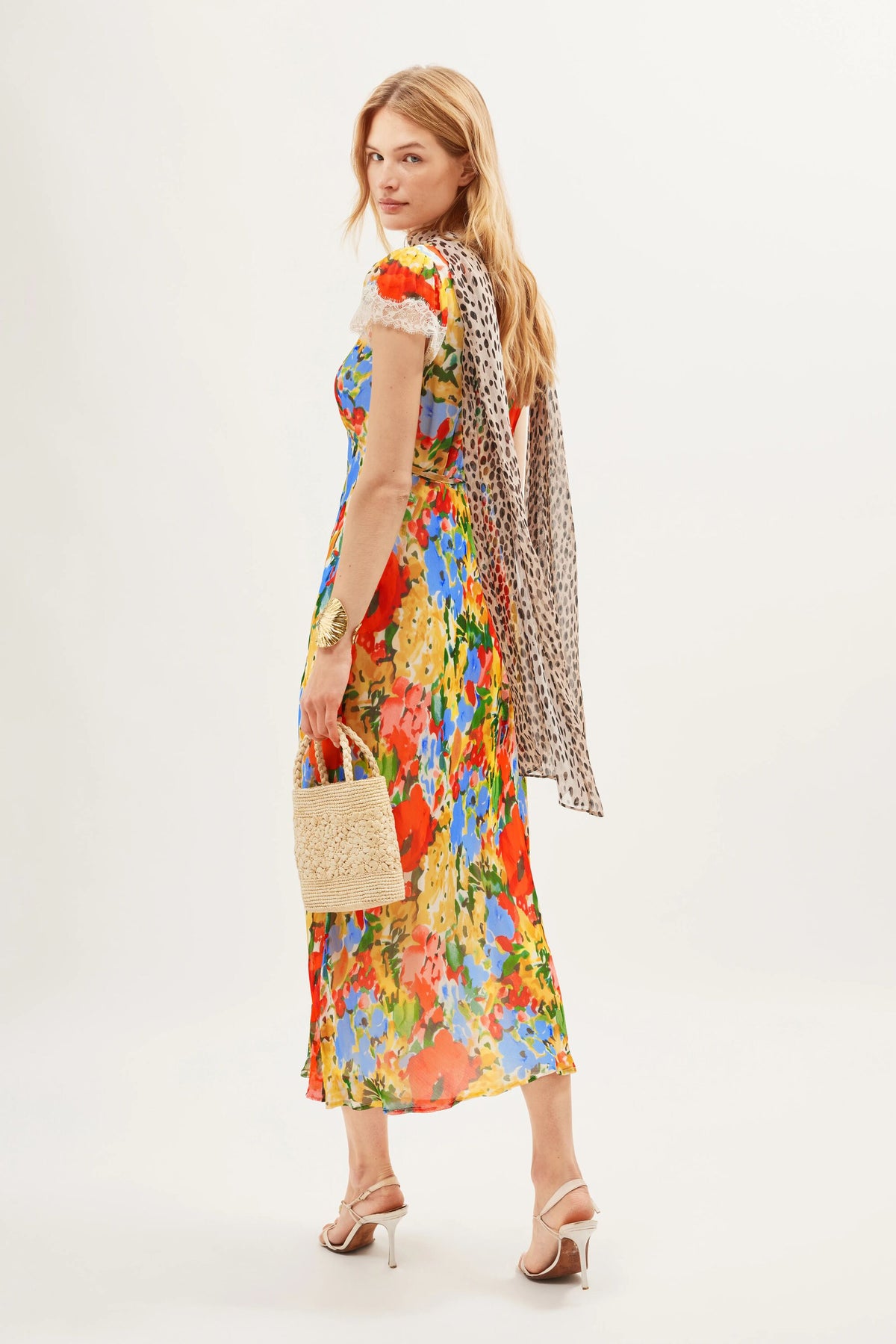 Clarice Chiffon Midi Dress in Wedding Floral Multi | RIXO USA Clarice Chiffon Midi Dress in Wedding Floral Multi | RIXO USA